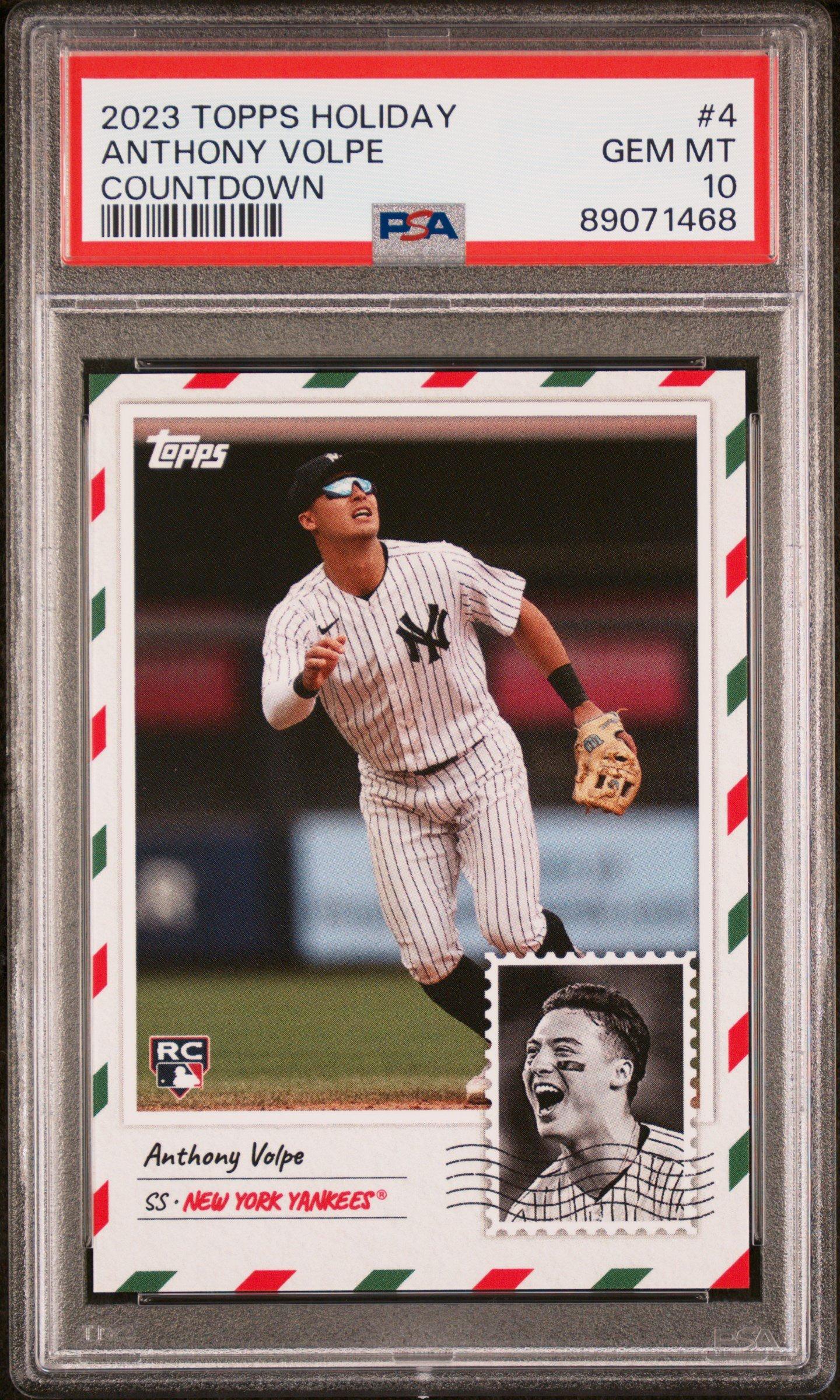 2023 Topps Holiday Countdown 4 Anthony Volpe PSA 10