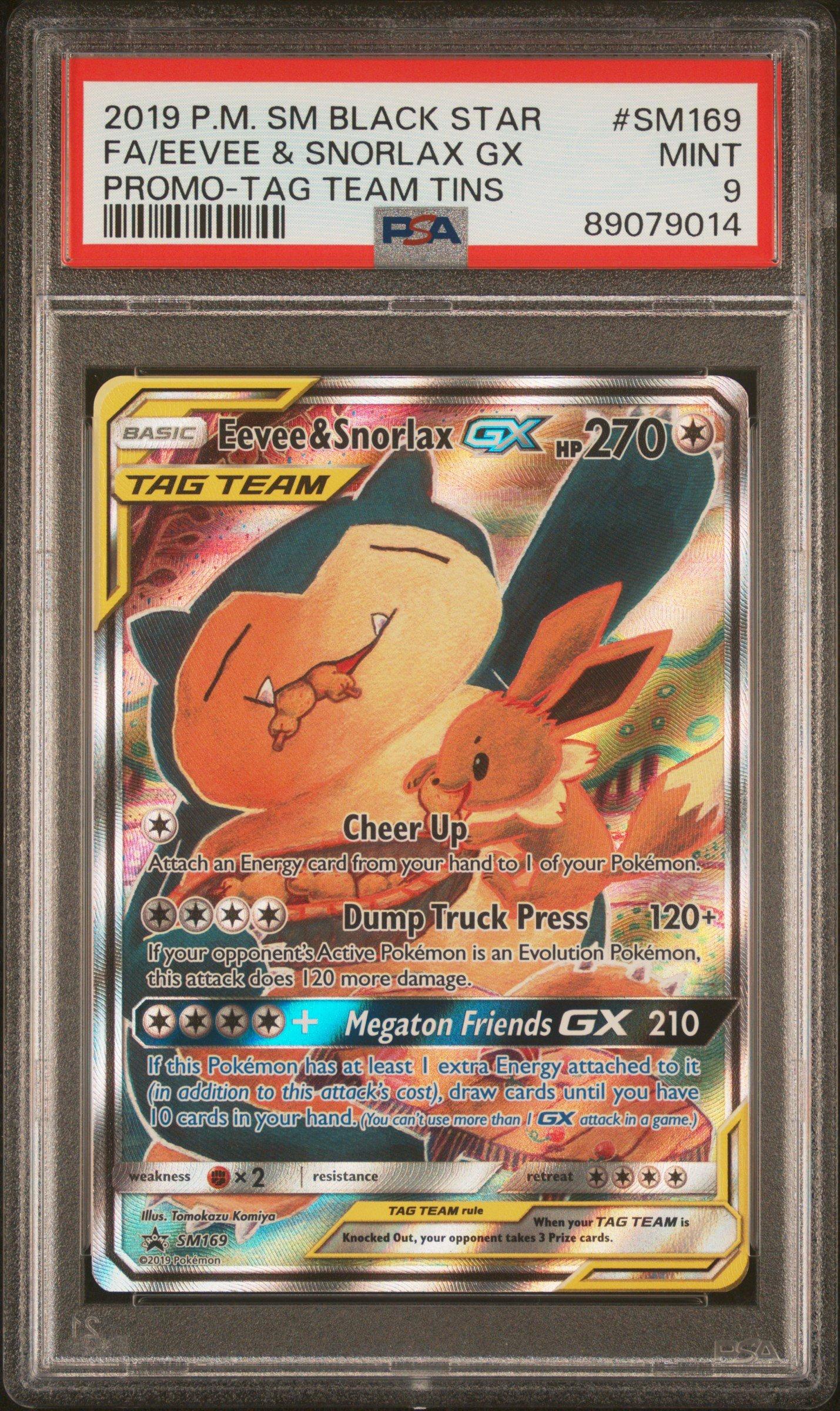 2019 Pokemon Sm Black Star Promo Sm169 Full Art/eevee & Snorlax Gx