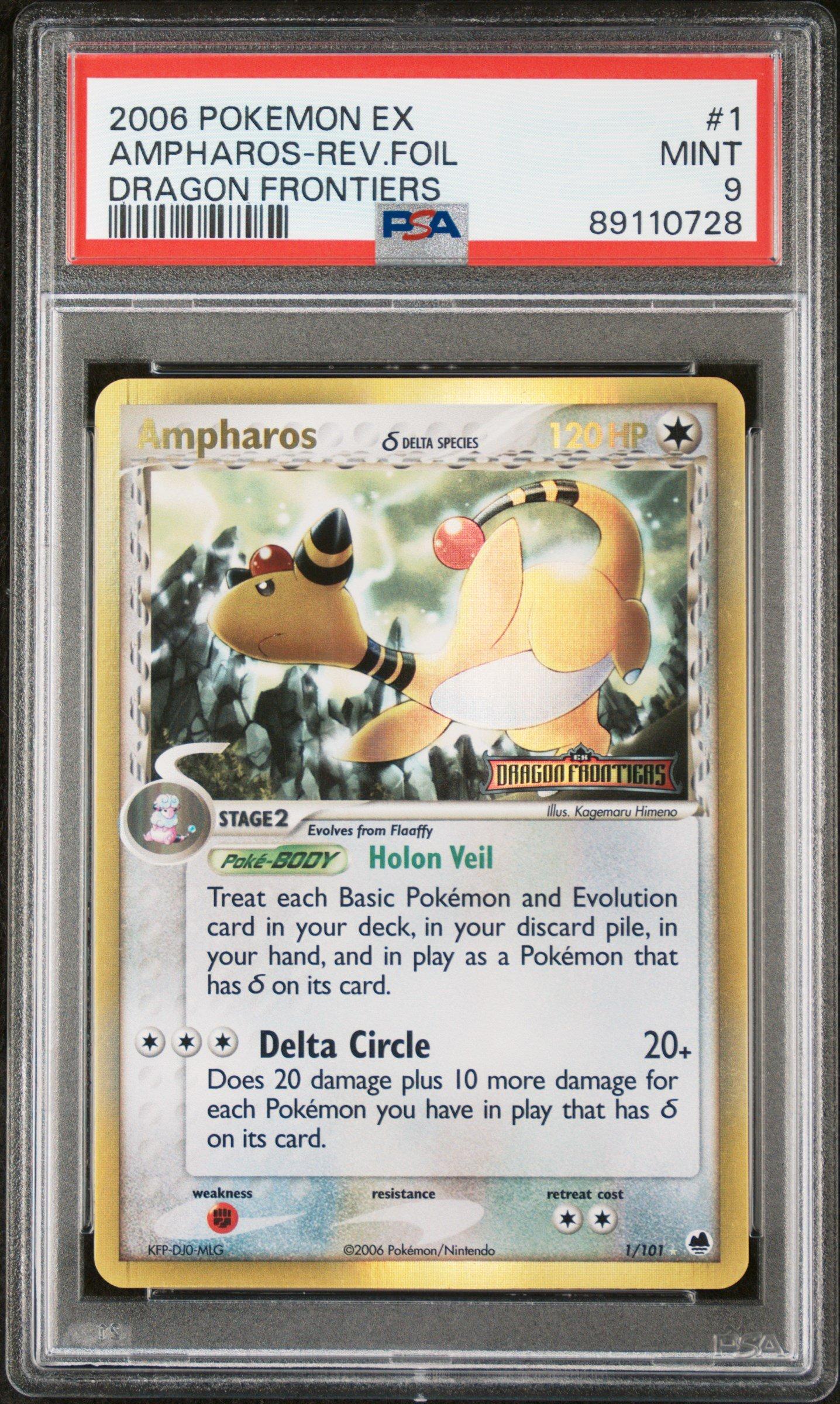 2006 Pokemon Ex Dragon Frontiers 1 Ampharos-reverse Foil PSA 9