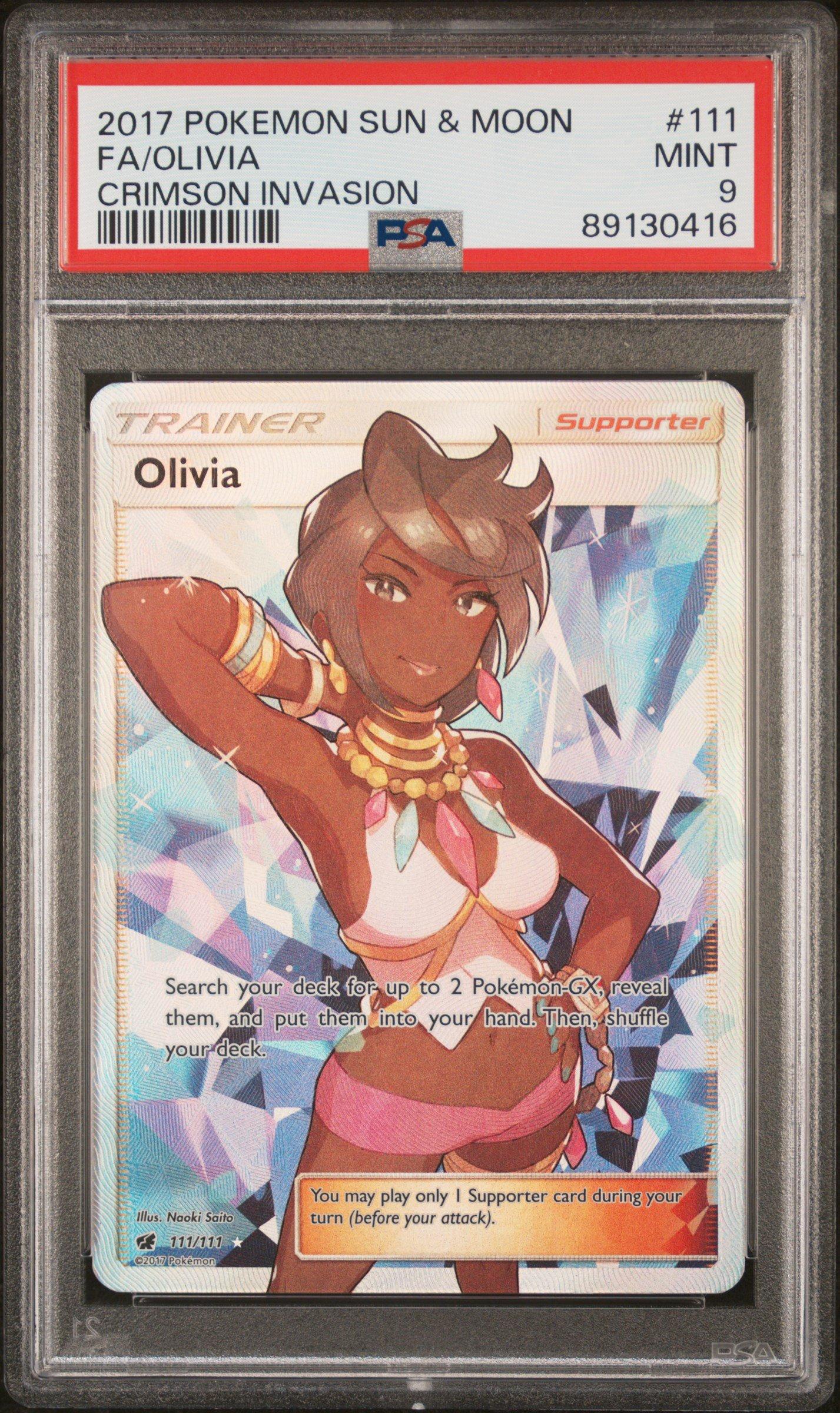 PSA 10 英語版 ライチ Olivia promo トレーナー　ポケモン 2017 Pokemon Sun & Moon Crimson Invasion 111 Full Art/olivia PSA 9