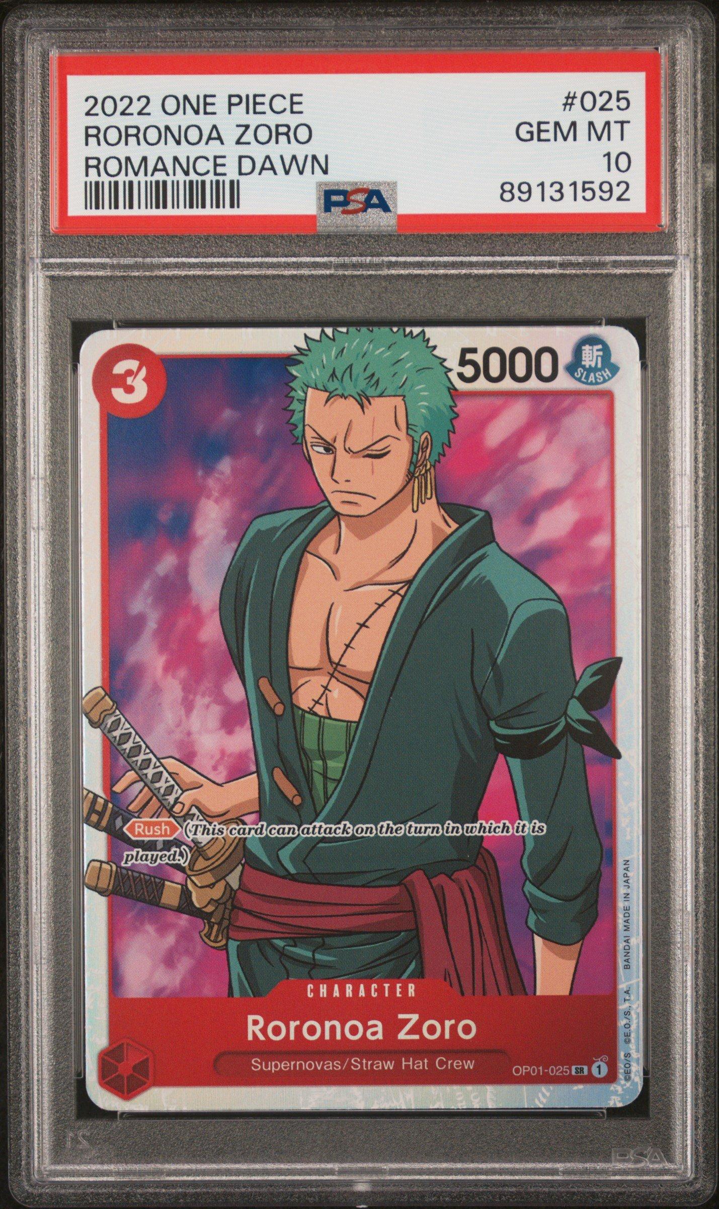 2022 One Piece Op01-romance Dawn 025 Roronoa Zoro PSA 10 Graded