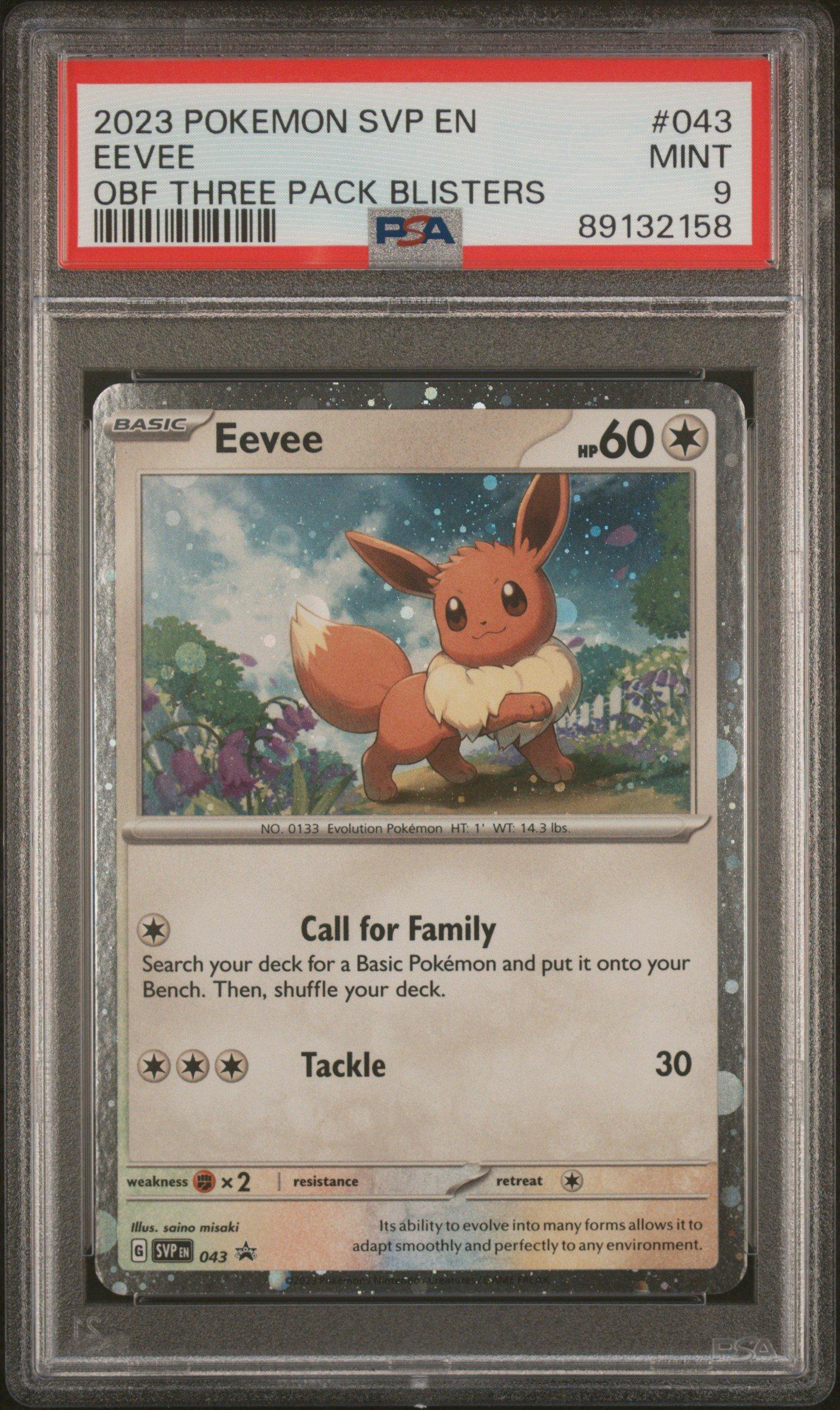 2023 Pokemon Svp En-sv Black Star Promo 043 Eevee Obsidian Flames Three Pack Blisters PSA 9