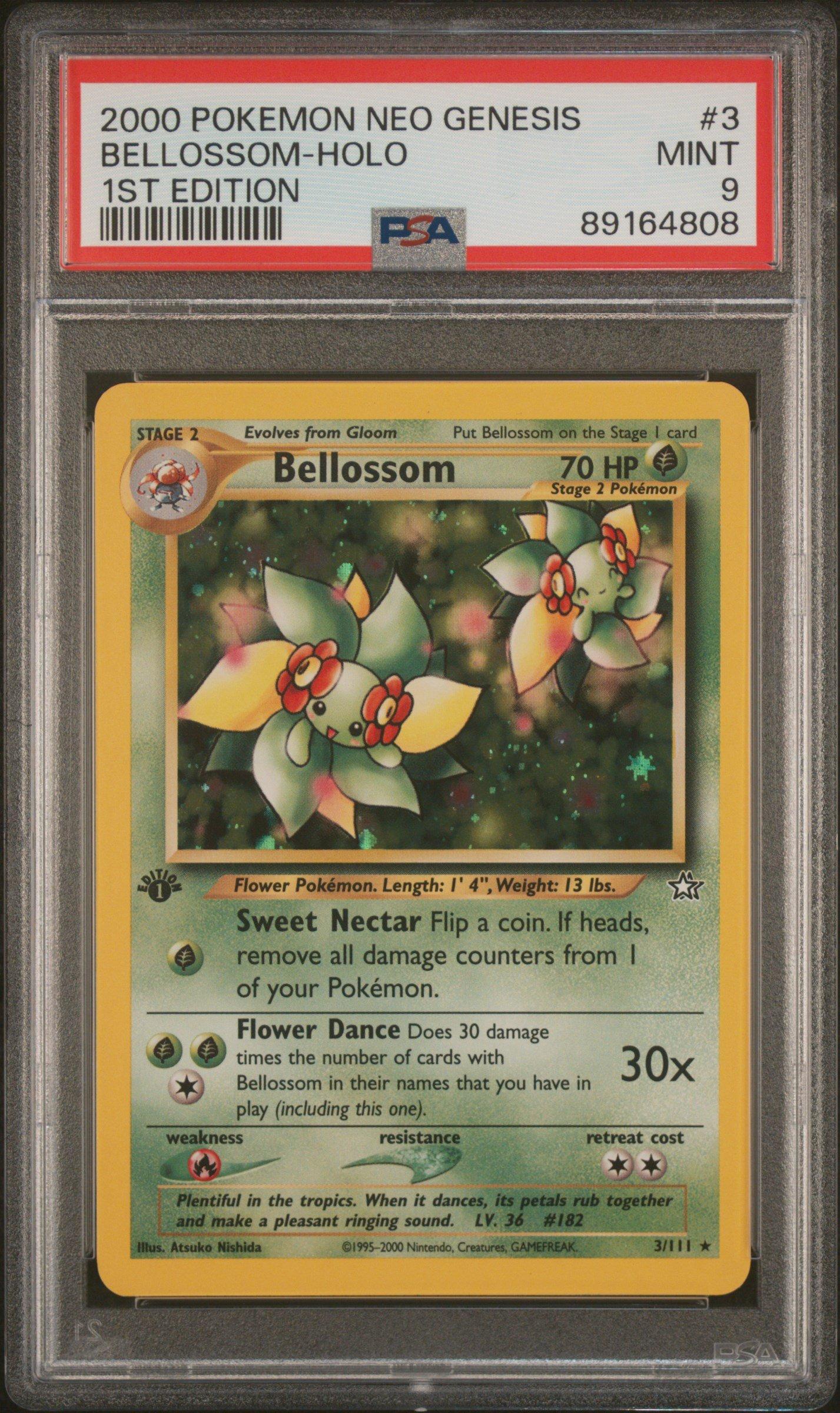 2000 Pokemon Neo Genesis 1st Edition 3 Bellossom-holo PSA 9 Graded