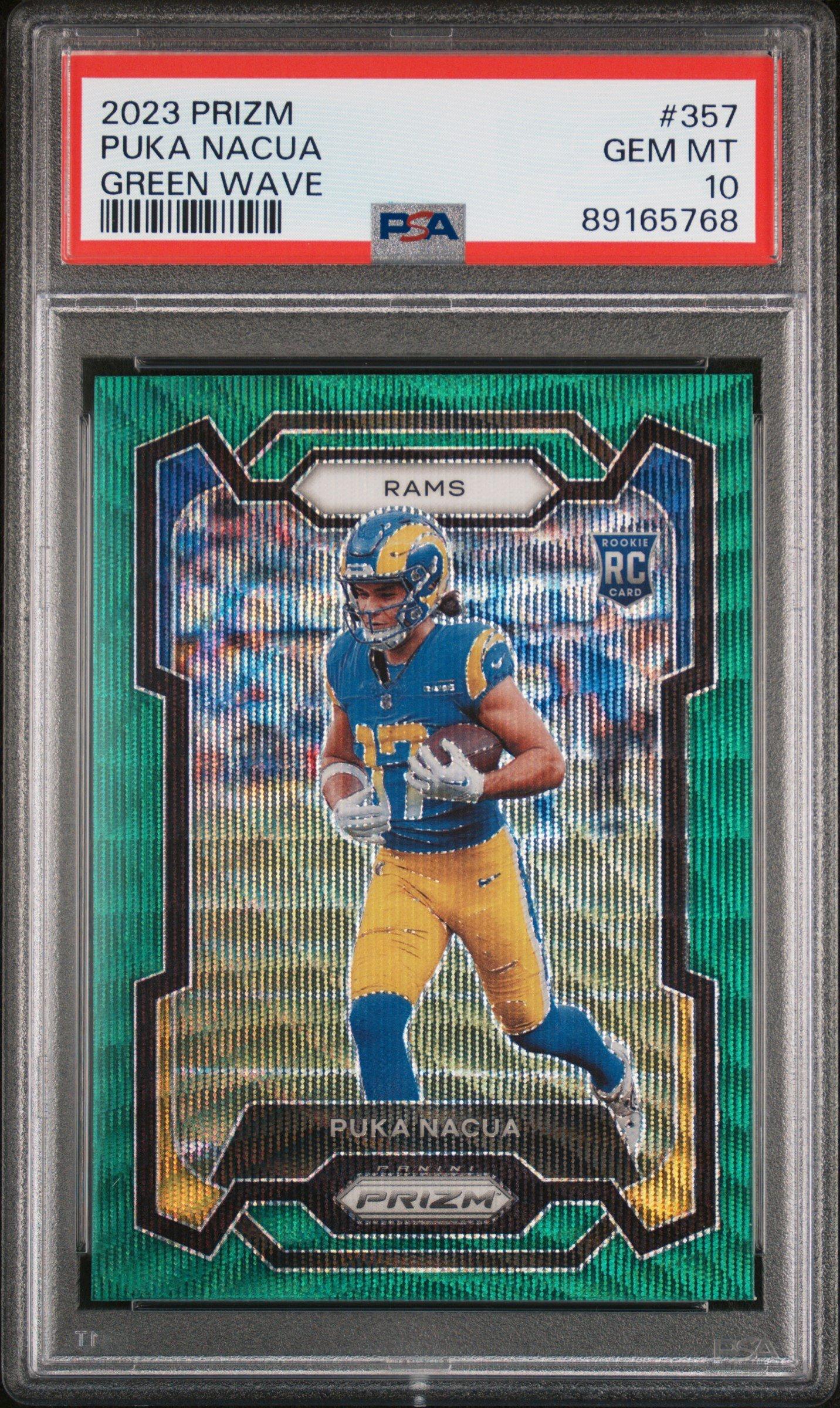 2023 Panini Prizm 357 Puka Nacua Green Wave PSA 10