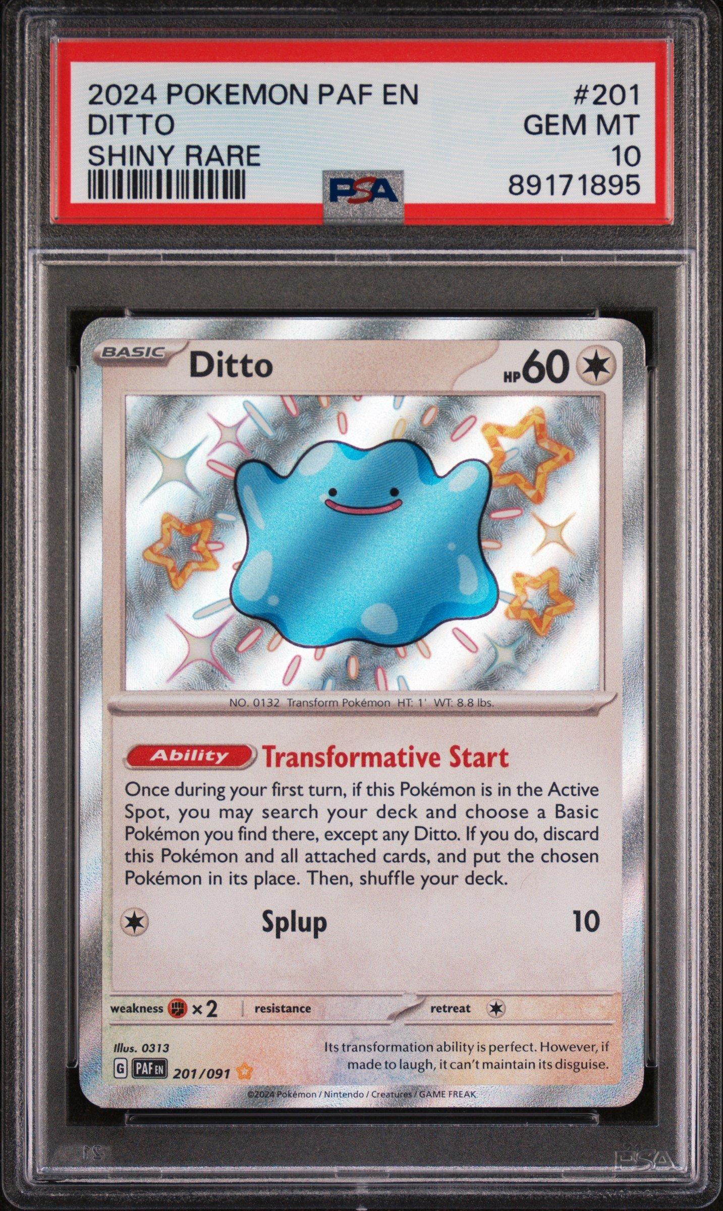 2024 Pokemon Paf En-paldean Fates 201 Ditto Shiny Rare PSA 10