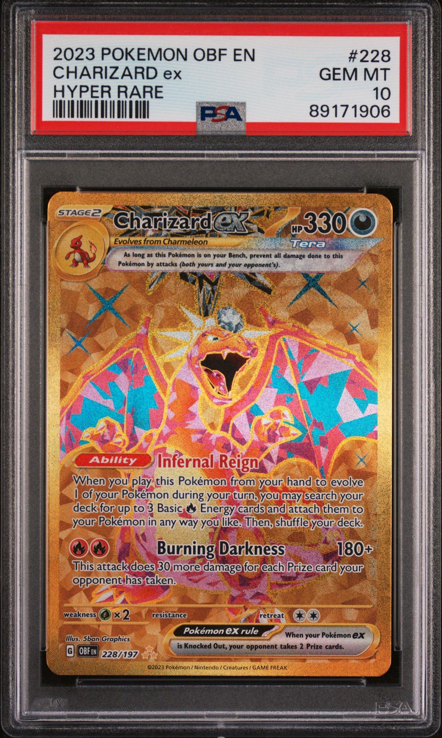 2023 Pokemon Obf En-obsidian Flames 228 Charizard Ex PSA 10 Graded