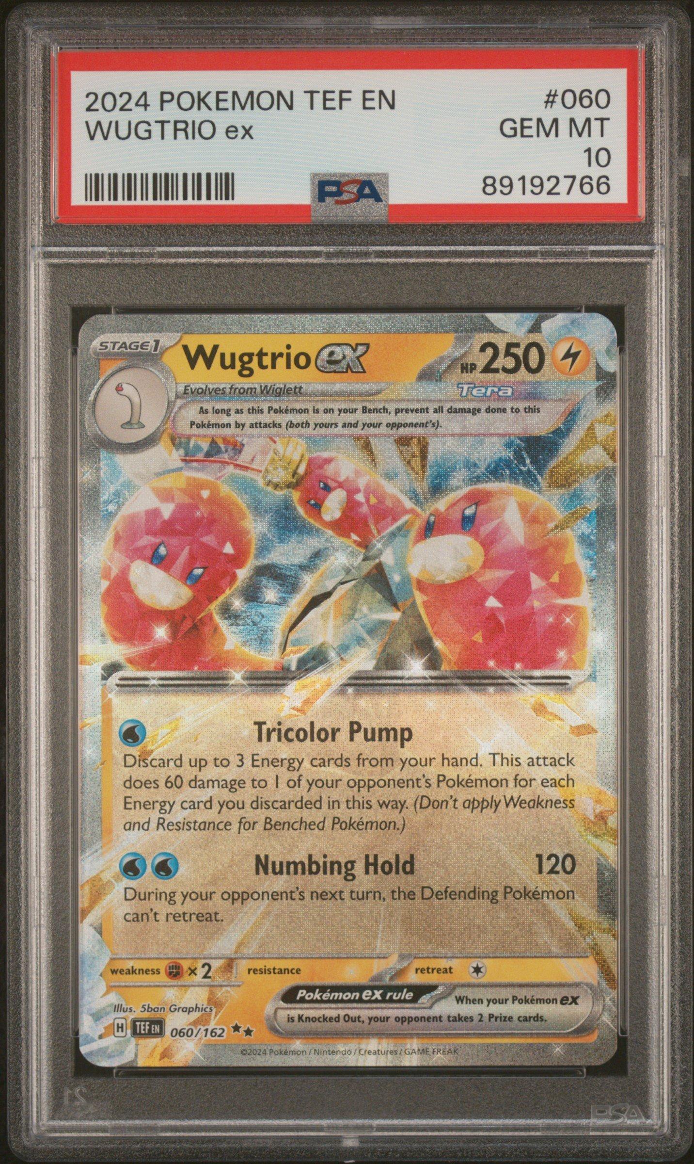 2024 Pokemon Tef En-temporal Forces 060 Wugtrio Ex PSA 10