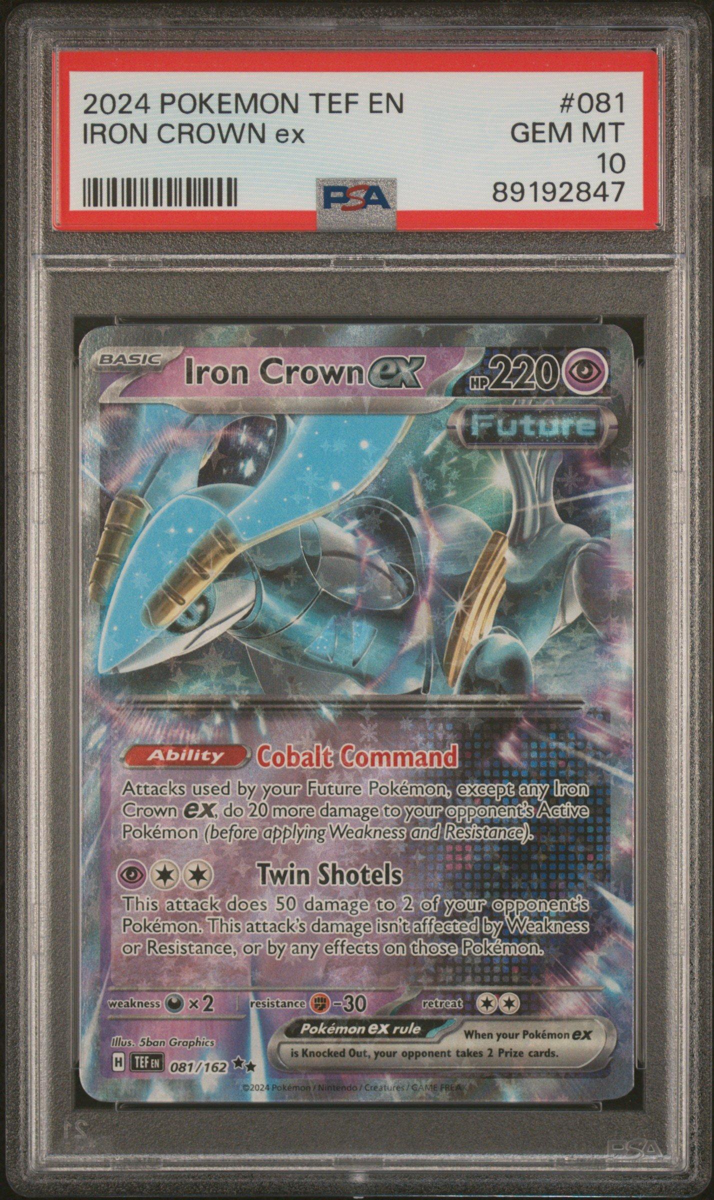 2024 Pokemon Tef En-temporal Forces 081 Iron Crown Ex PSA