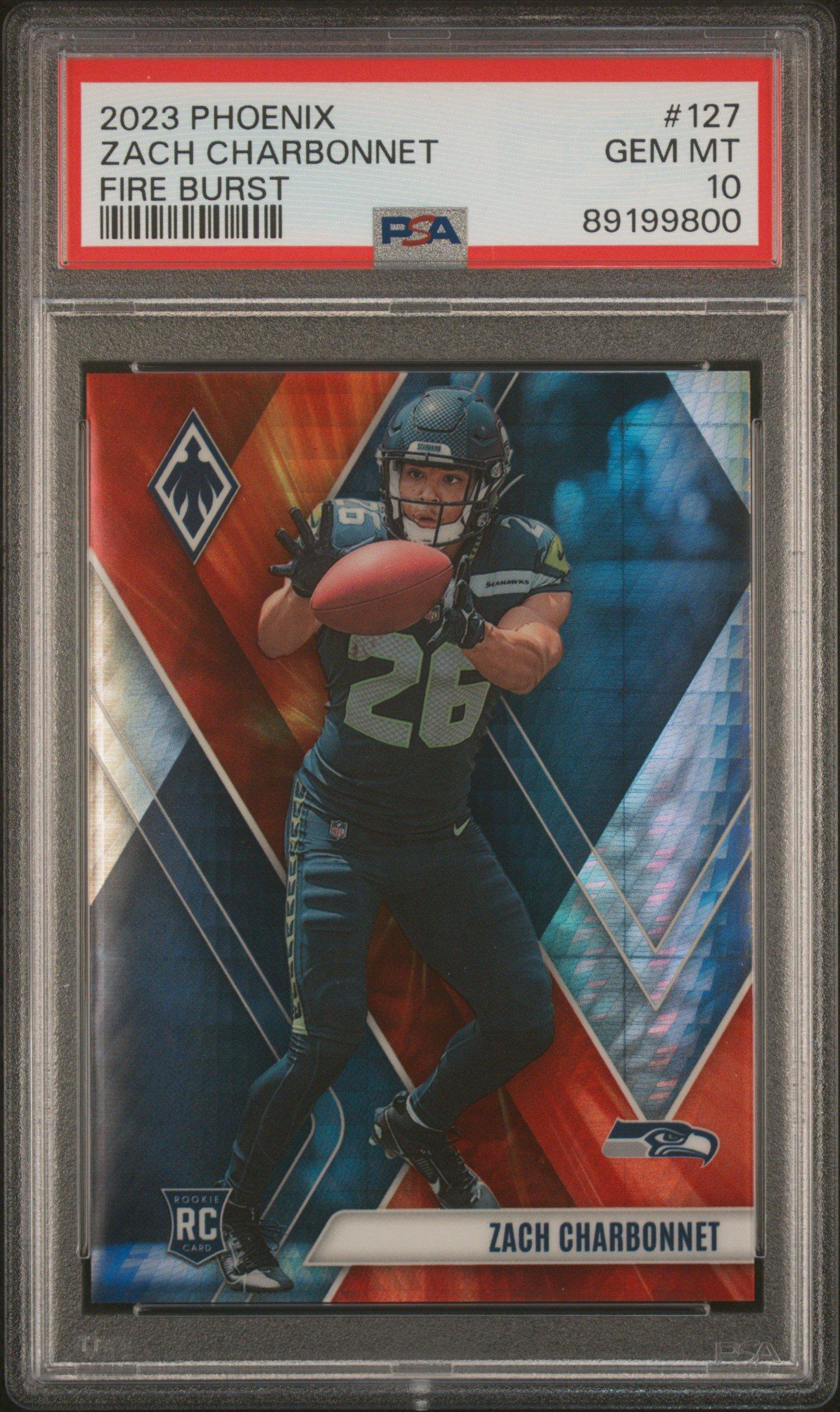 2023 Panini Phoenix 127 Zach Charbonnet Fire Burst PSA 10