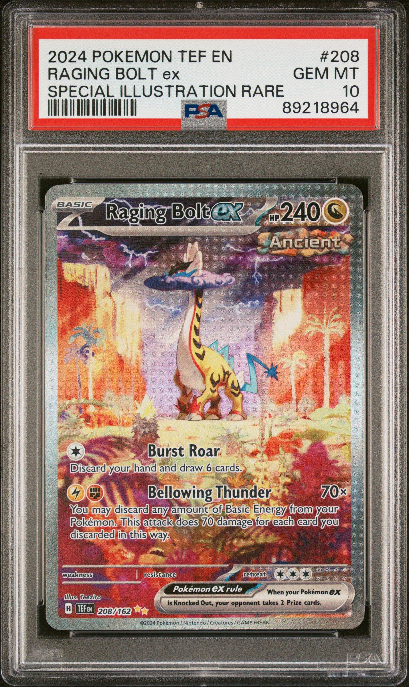2024 Pokemon Tef En-temporal Forces 208 Raging Bolt Ex Special Illustration Rare PSA