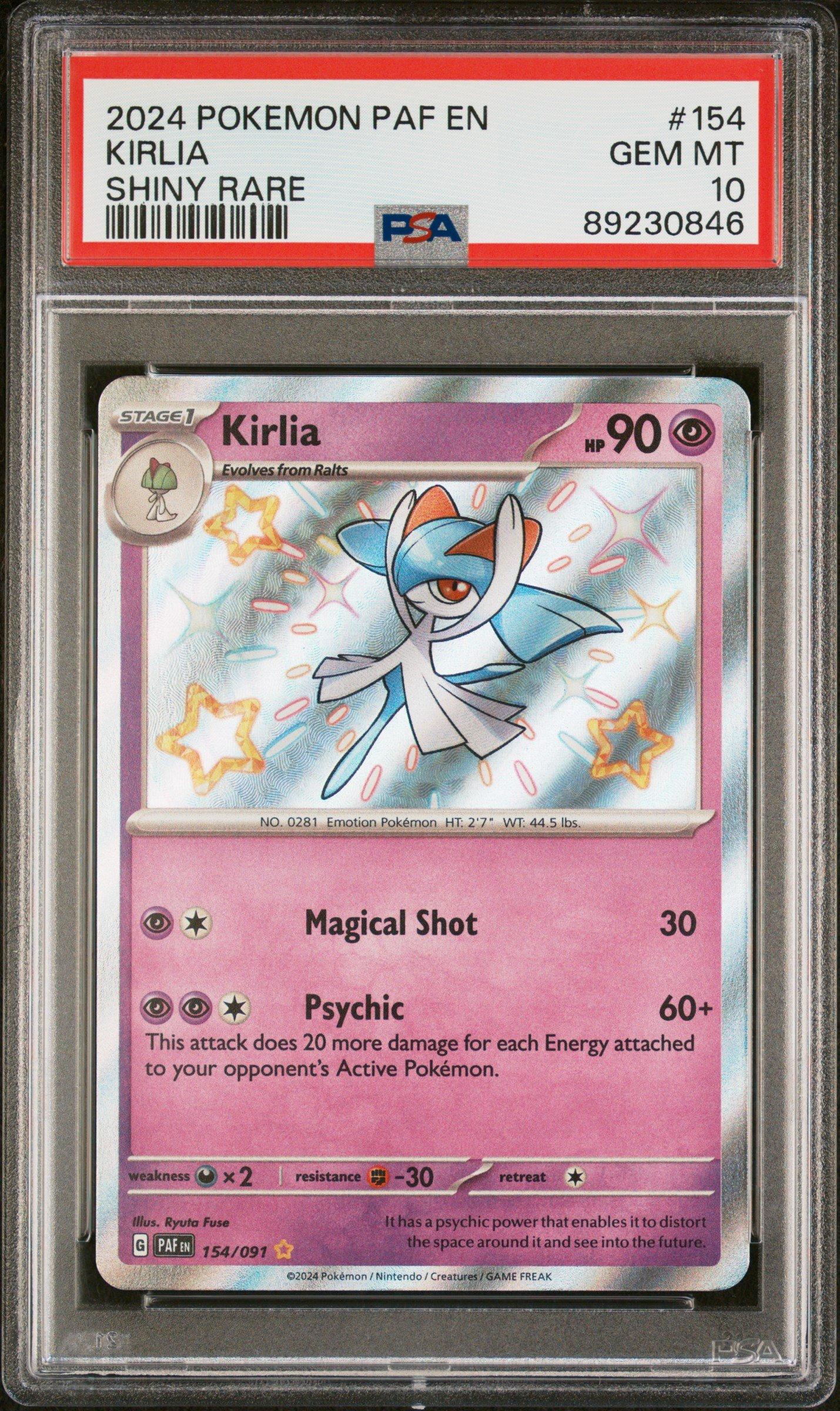 2024 Pokemon Paf En-paldean Fates 154 Kirlia Shiny Rare PSA 10