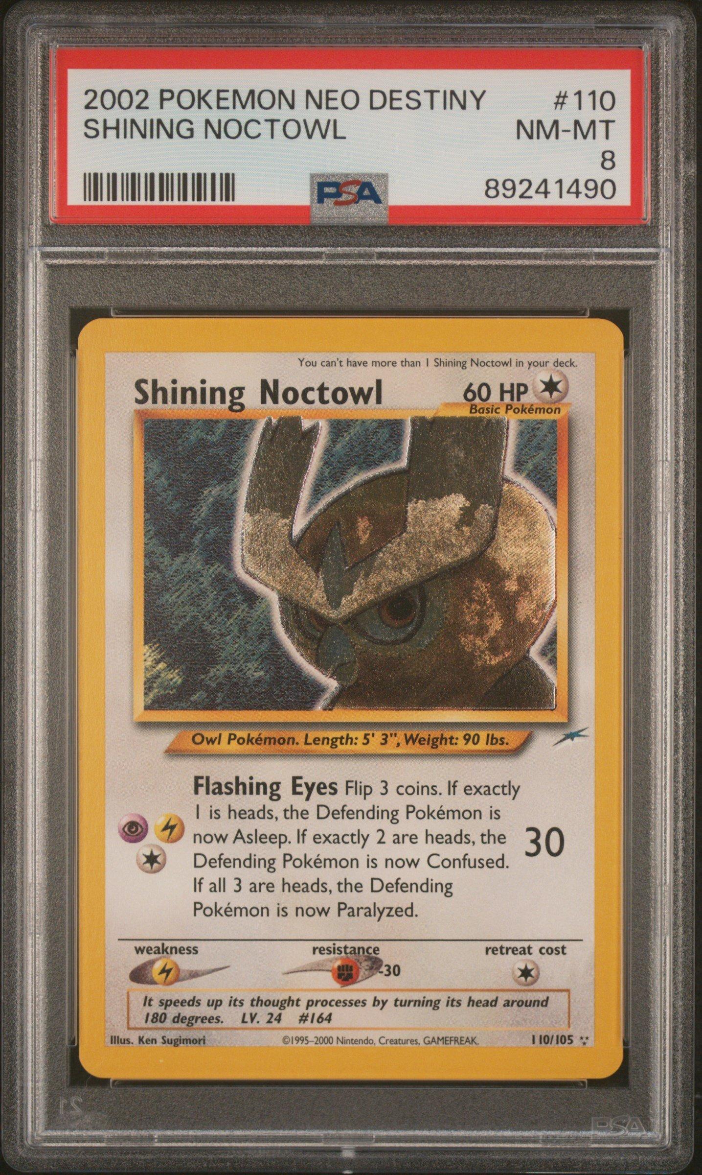 2002 Pokemon Neo Destiny 110 Shining Noctowl PSA 8 Graded Card