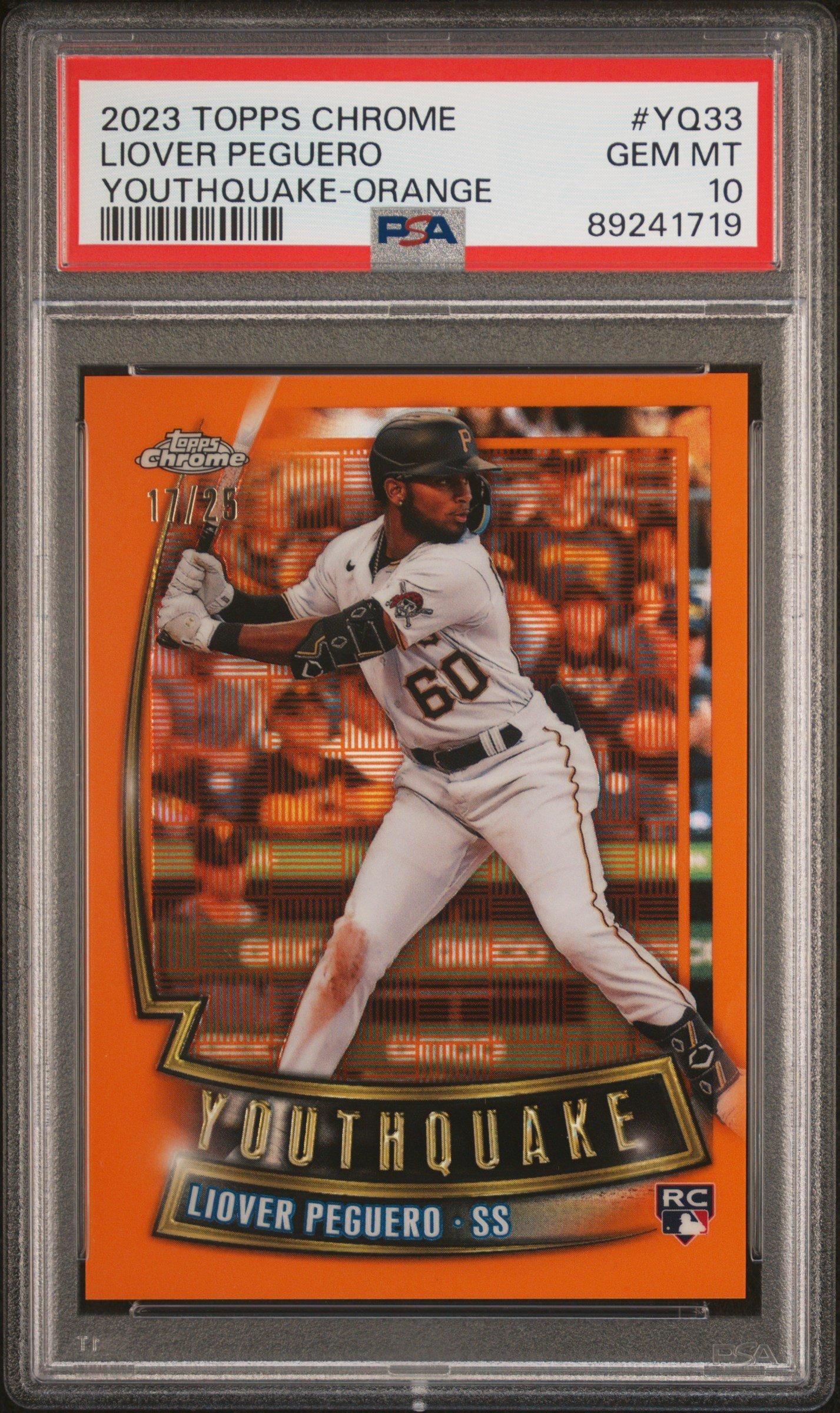 2023 Topps Chrome Youthquake Yq33 Liover Peguero Orange Refractor