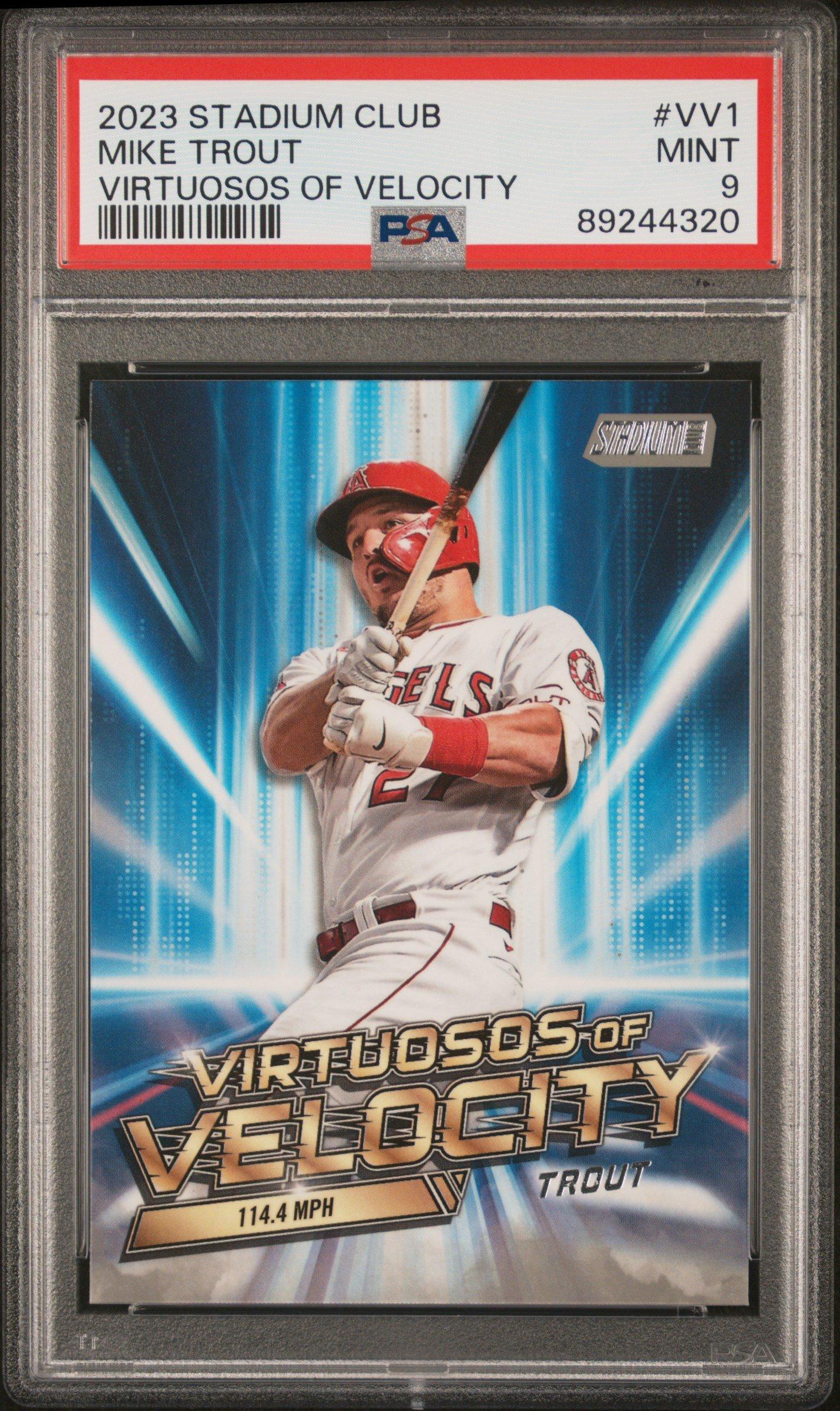 2023 Topps Stadium Club Virtuosos Of Velocity Vv1 Mike Trout PSA 9