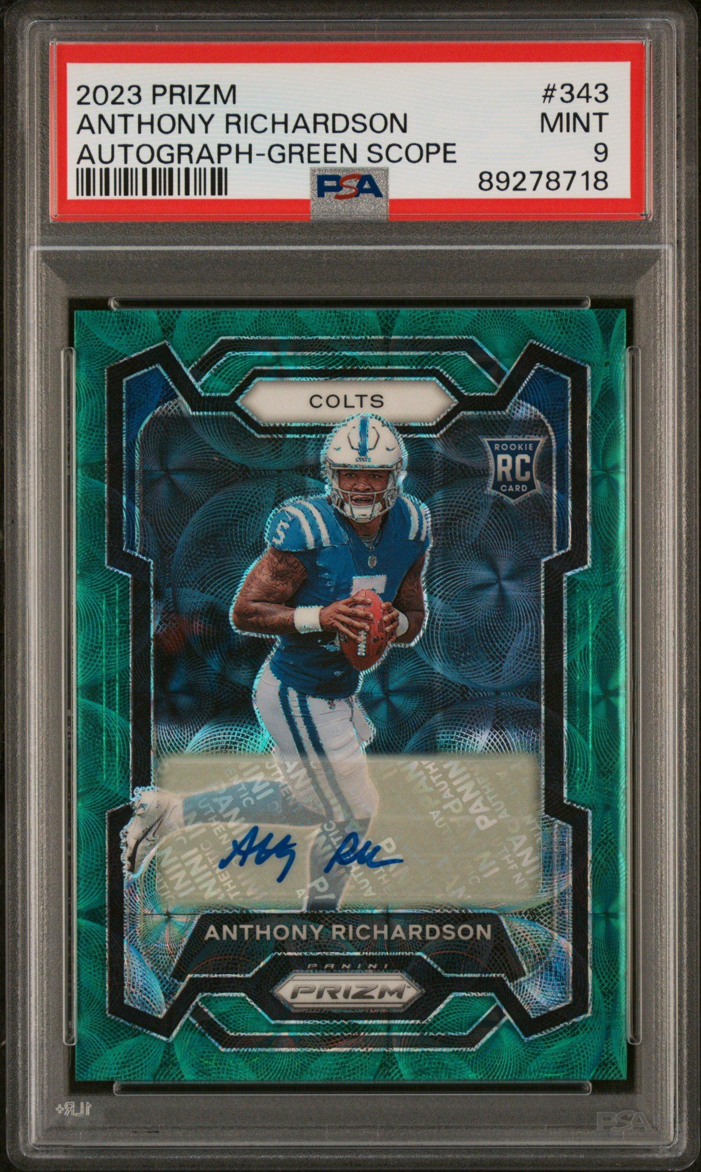2023 Panini Prizm 343 Anthony Richardson Autograph-green Scope PSA 9