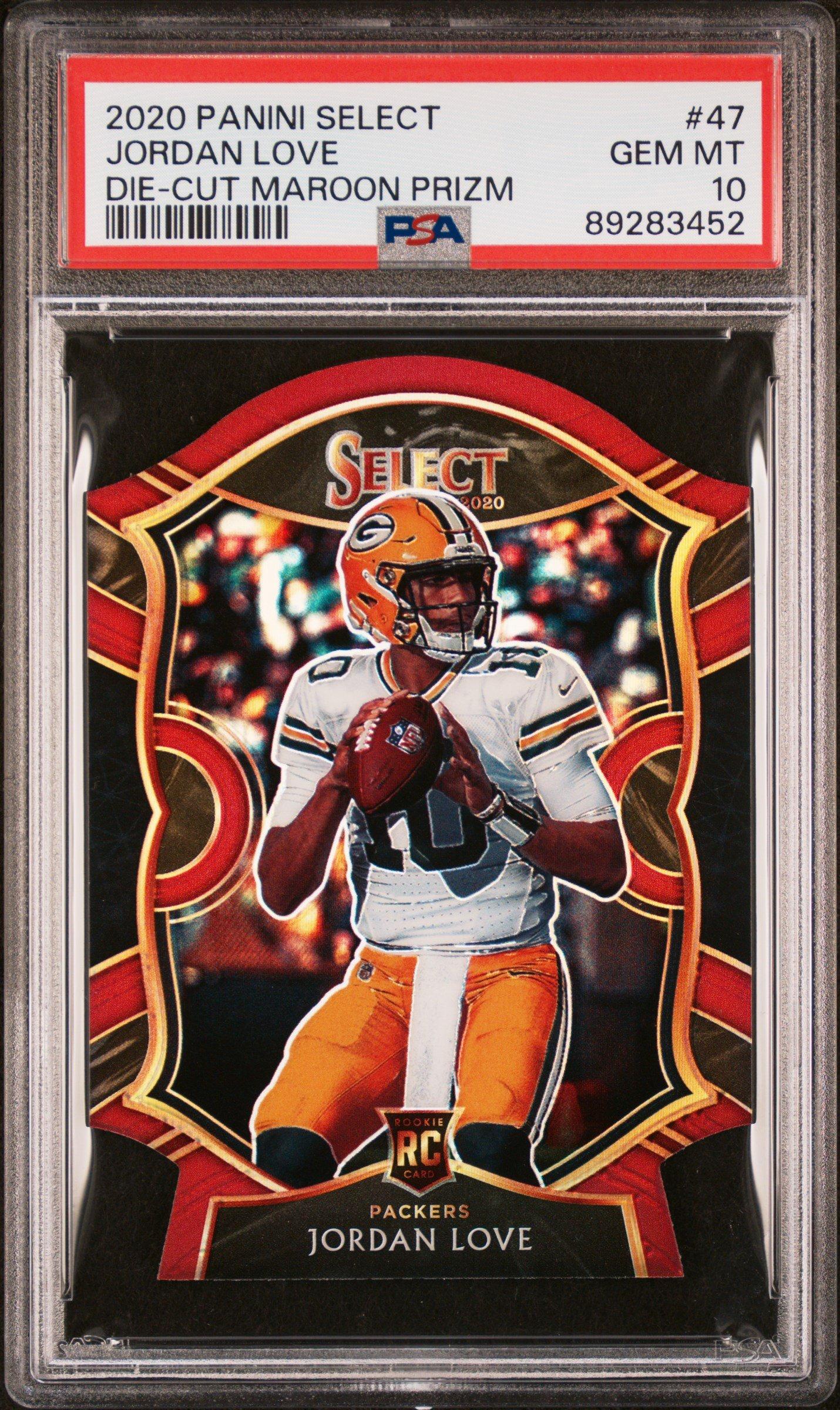2020 Panini Select 47 Jordan Love Die-cut Maroon Prizm PSA 10