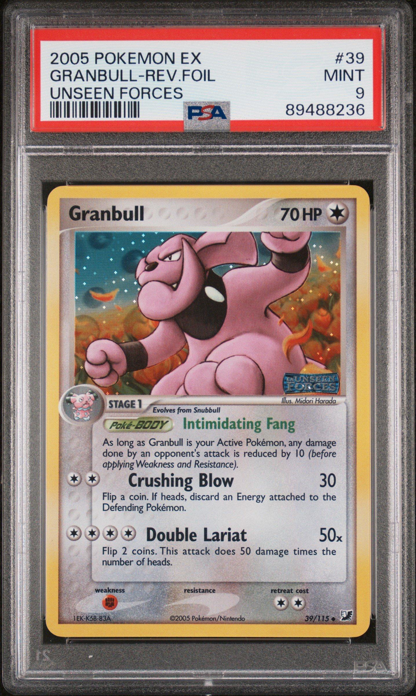 2005 Pokemon Ex Unseen Forces 39 Granbull-reverse Foil PSA 9