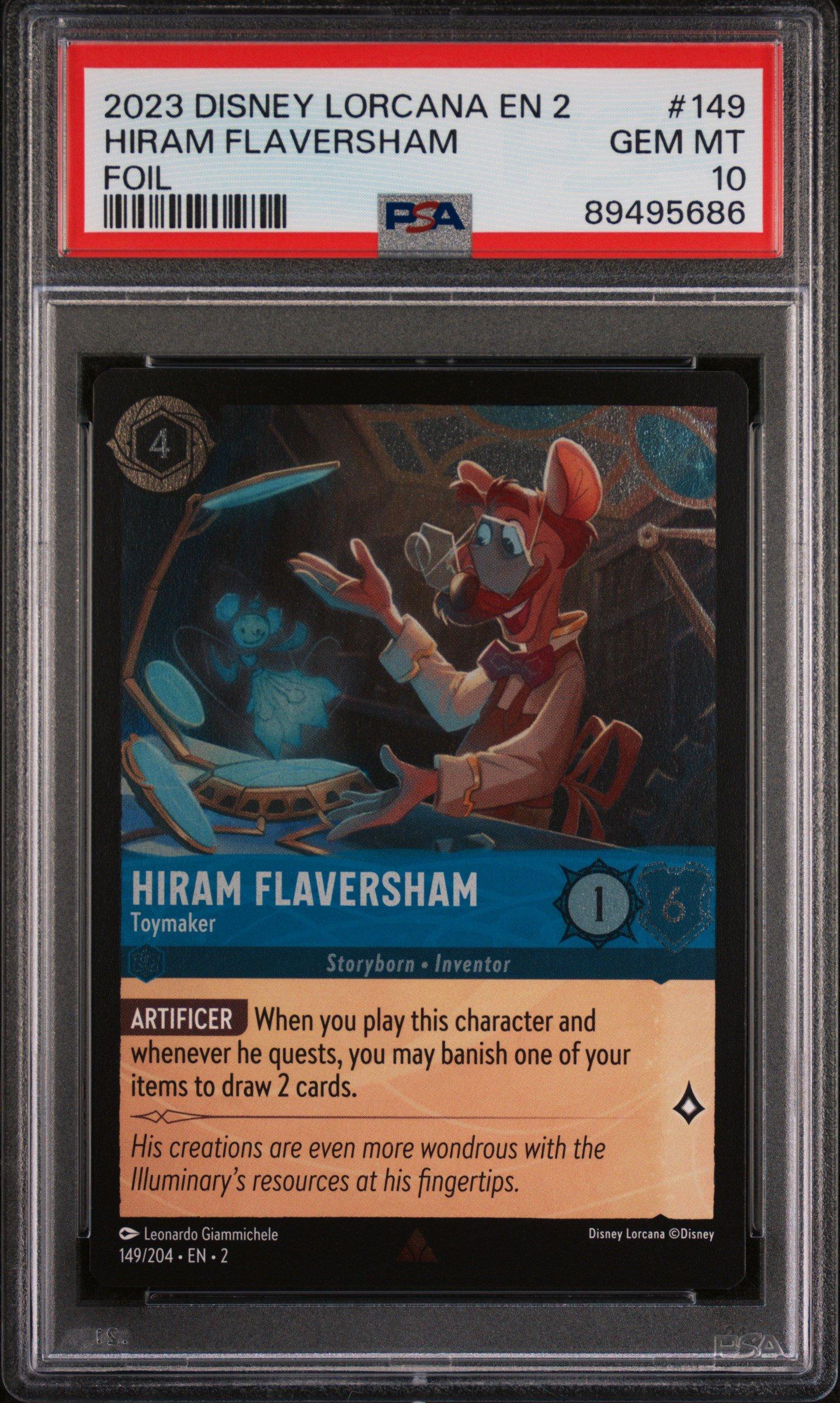 2023 Disney Lorcana En 2-rise Of The Floodborn 149 Hiram Flaversham - Toymaker Foil PSA 10