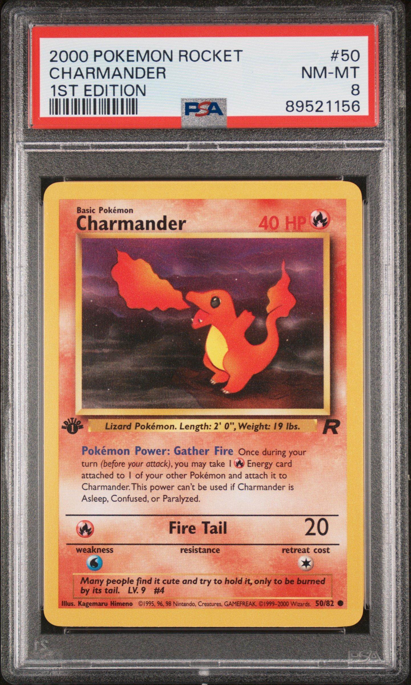 2000 Pokemon Rocket 50 Charmander 1st Edition PSA 8 Graded Card