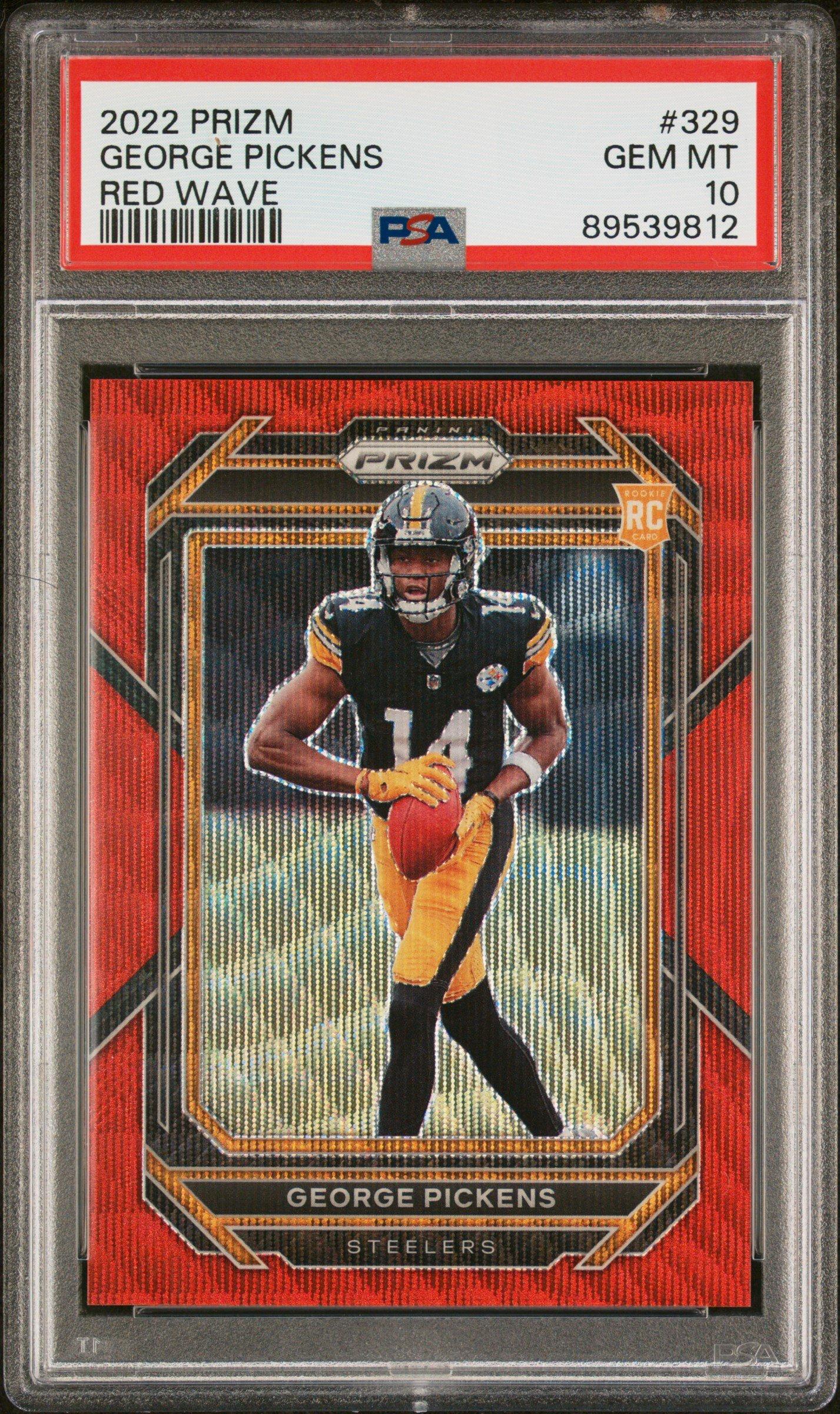 2022 Panini Prizm 329 George Pickens Red Wave PSA 10 Graded Card