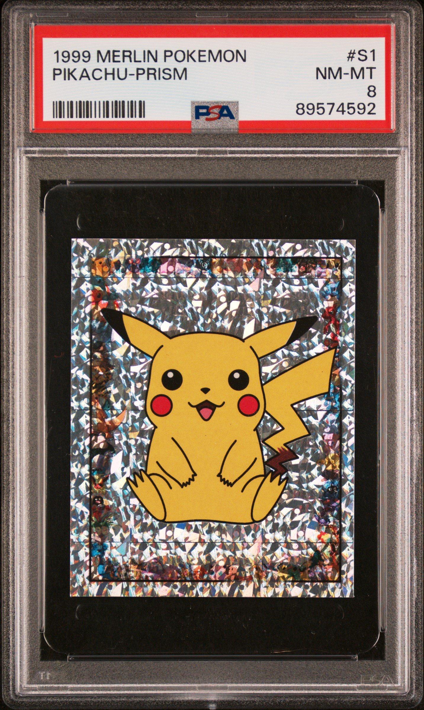 1999 Merlin Pokemon S1 Pikachu-prism PSA 8