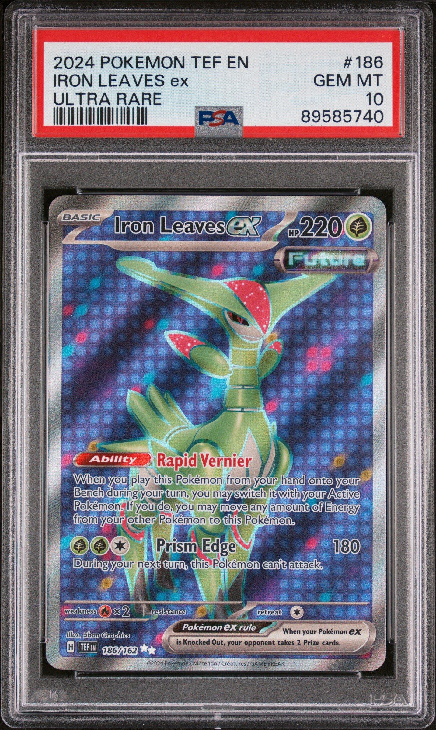 2024 Pokemon Tef En-temporal Forces 186 Iron Leaves Ex Ultra Rare PSA 10