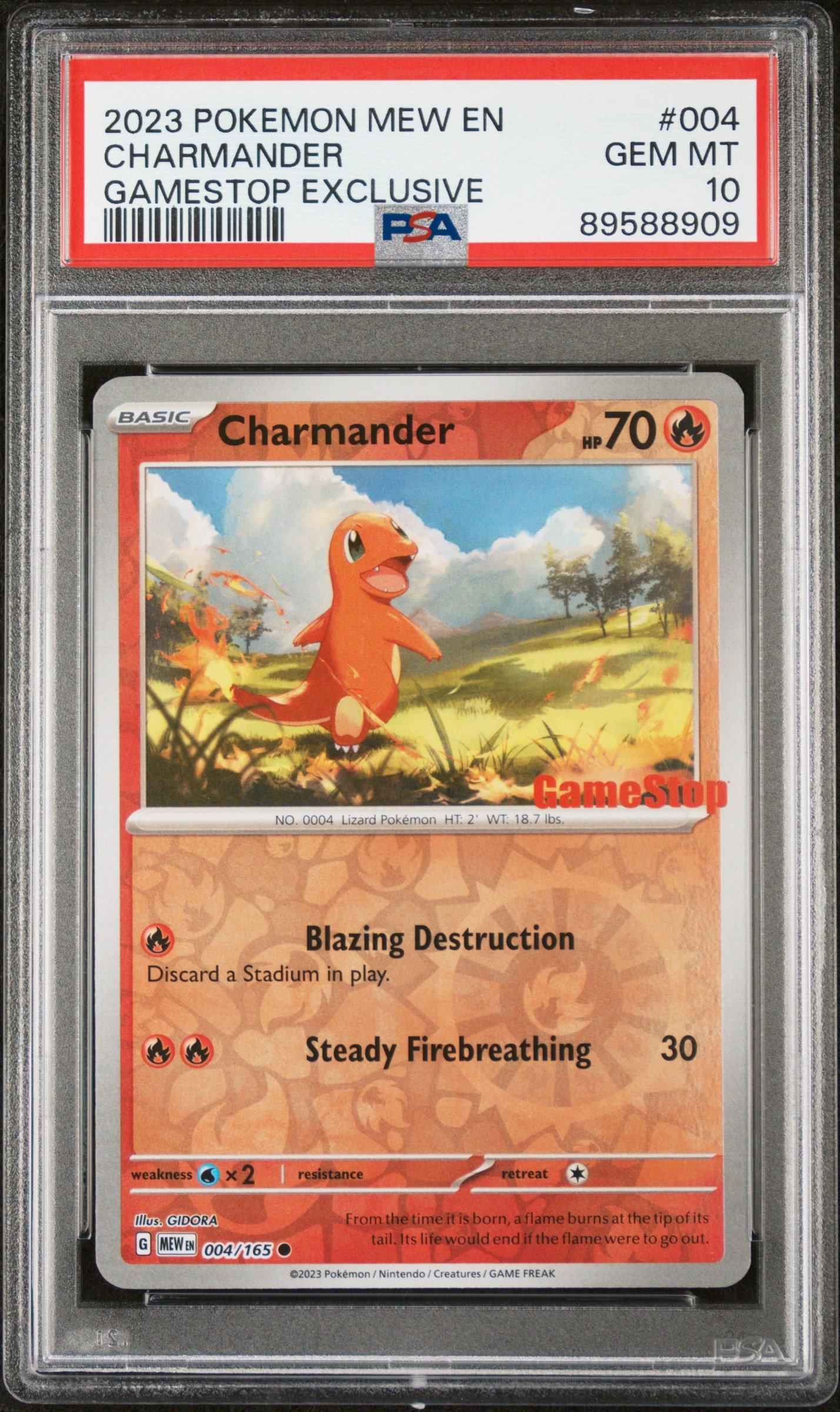 2023 Pokemon Mew En-151 004 Charmander Gamestop Exclusive PSA 10