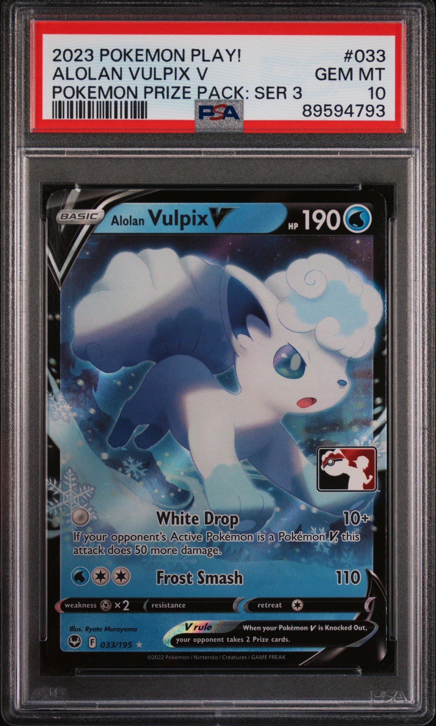 2023 Pokemon Play! Pokemon Prize Pack: Series 3 033 Alolan Vulpix V PSA 10  Graded Card | GameStop