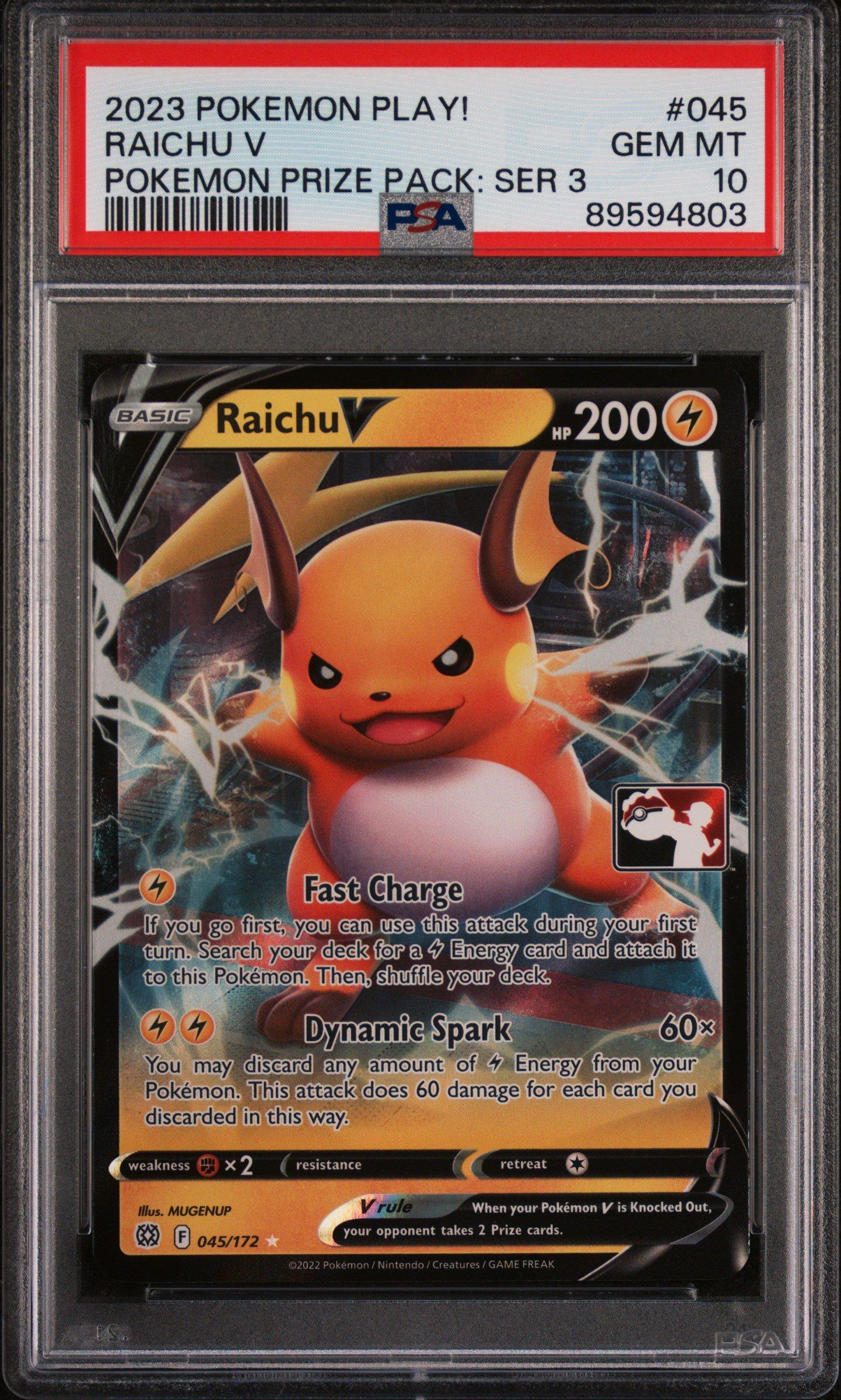 2023 Pokemon Play! Pokemon Prize Pack: Series 3 045 Raichu V PSA 10