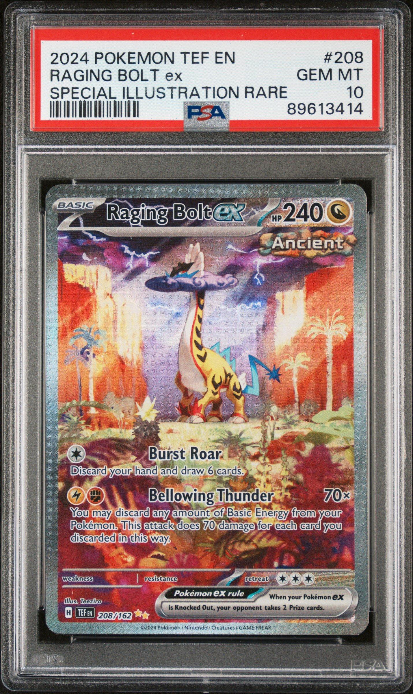2024 Pokemon Tef En-temporal Forces 208 Raging Bolt Ex PSA 10