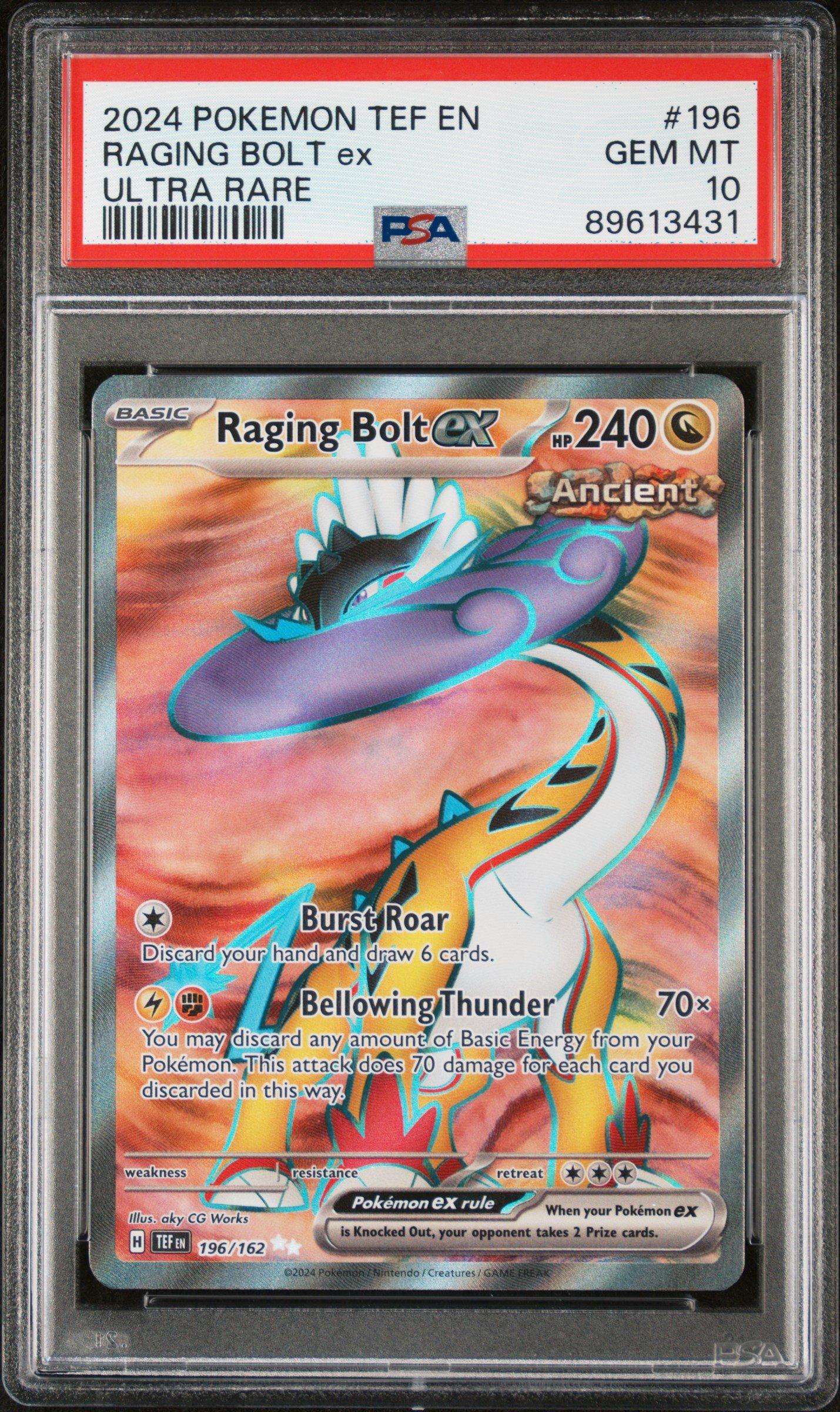 2024 Pokemon Tef En-temporal Forces 196 Raging Bolt Ex PSA 10