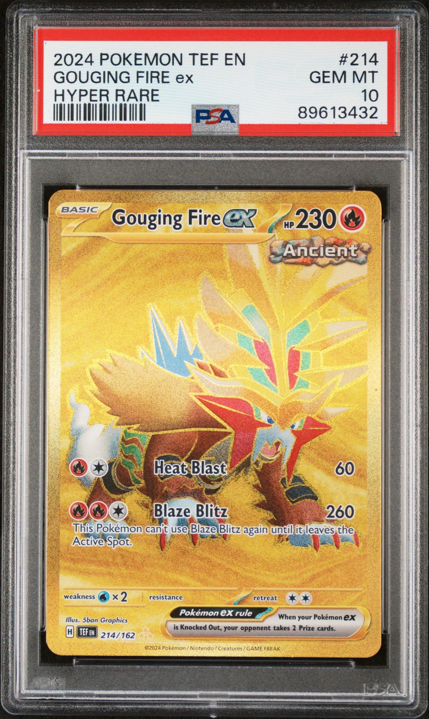 2024 Pokemon Tef En-temporal Forces 214 Gouging Fire Ex PSA 10