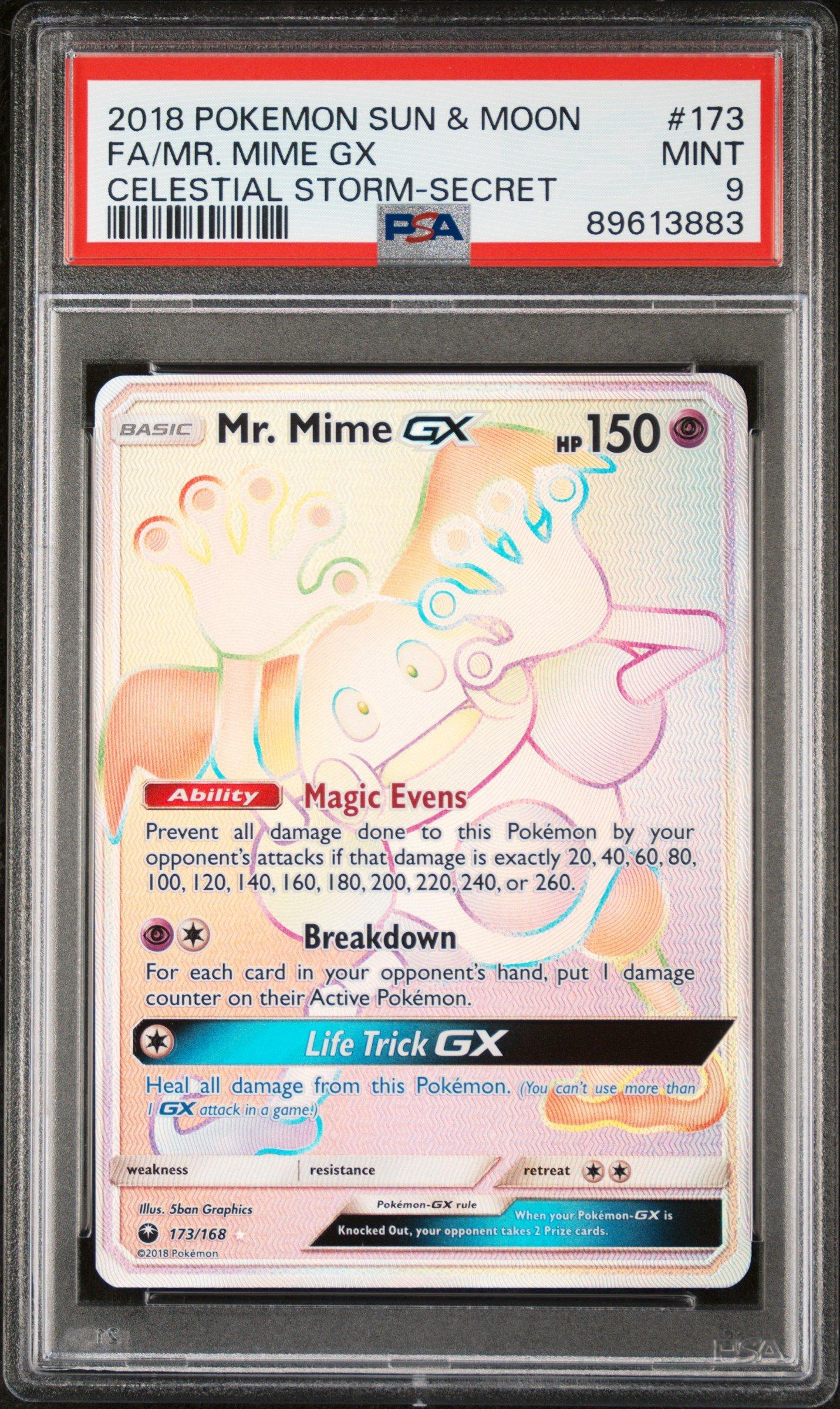 ミーア PSA9 英語版 2018 Pokemon Sun & Moon Celestial Storm 173 Full Art/mr. Mime Gx