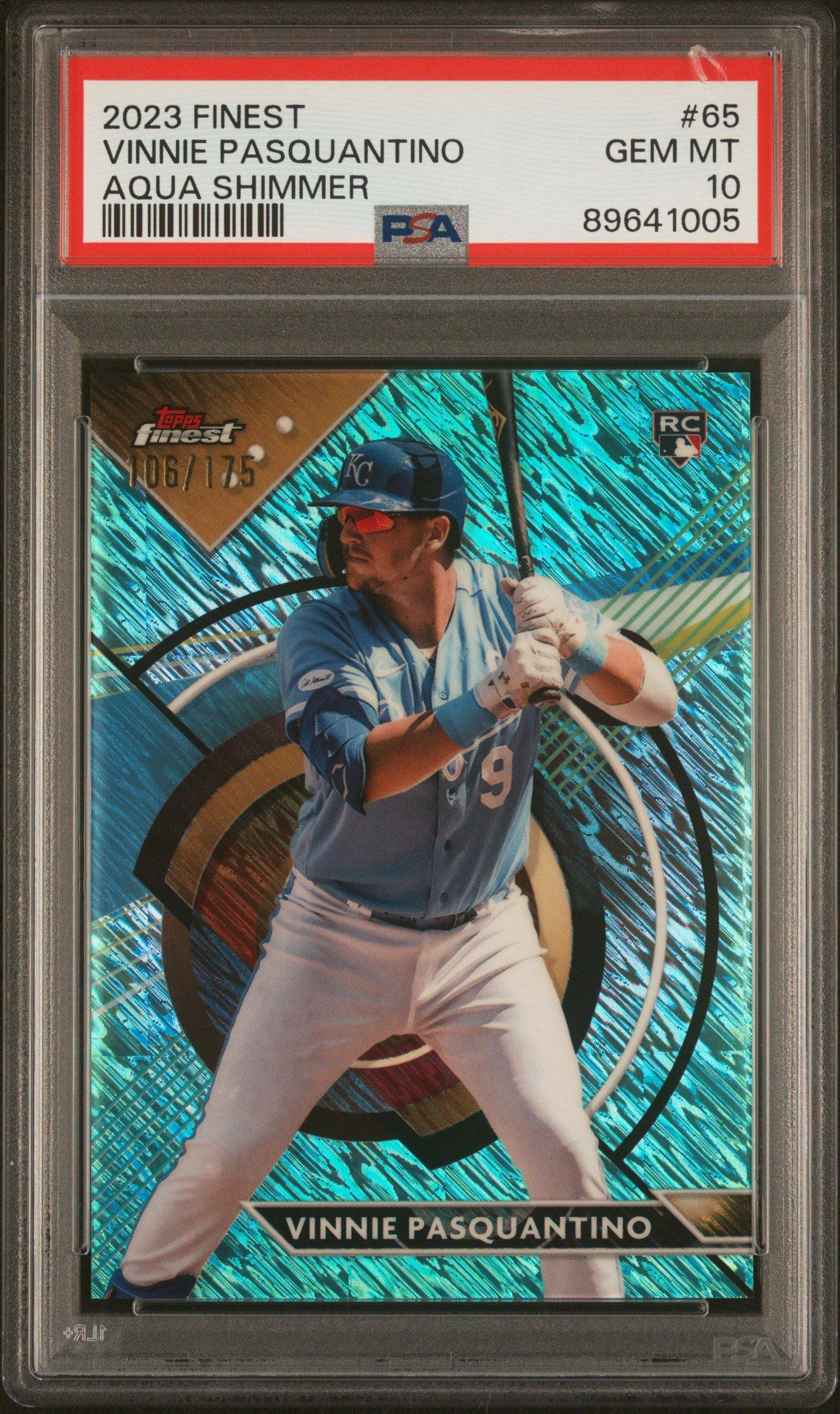 2023 Topps Finest 65 Vinnie Pasquantino Aqua Shimmer PSA 10