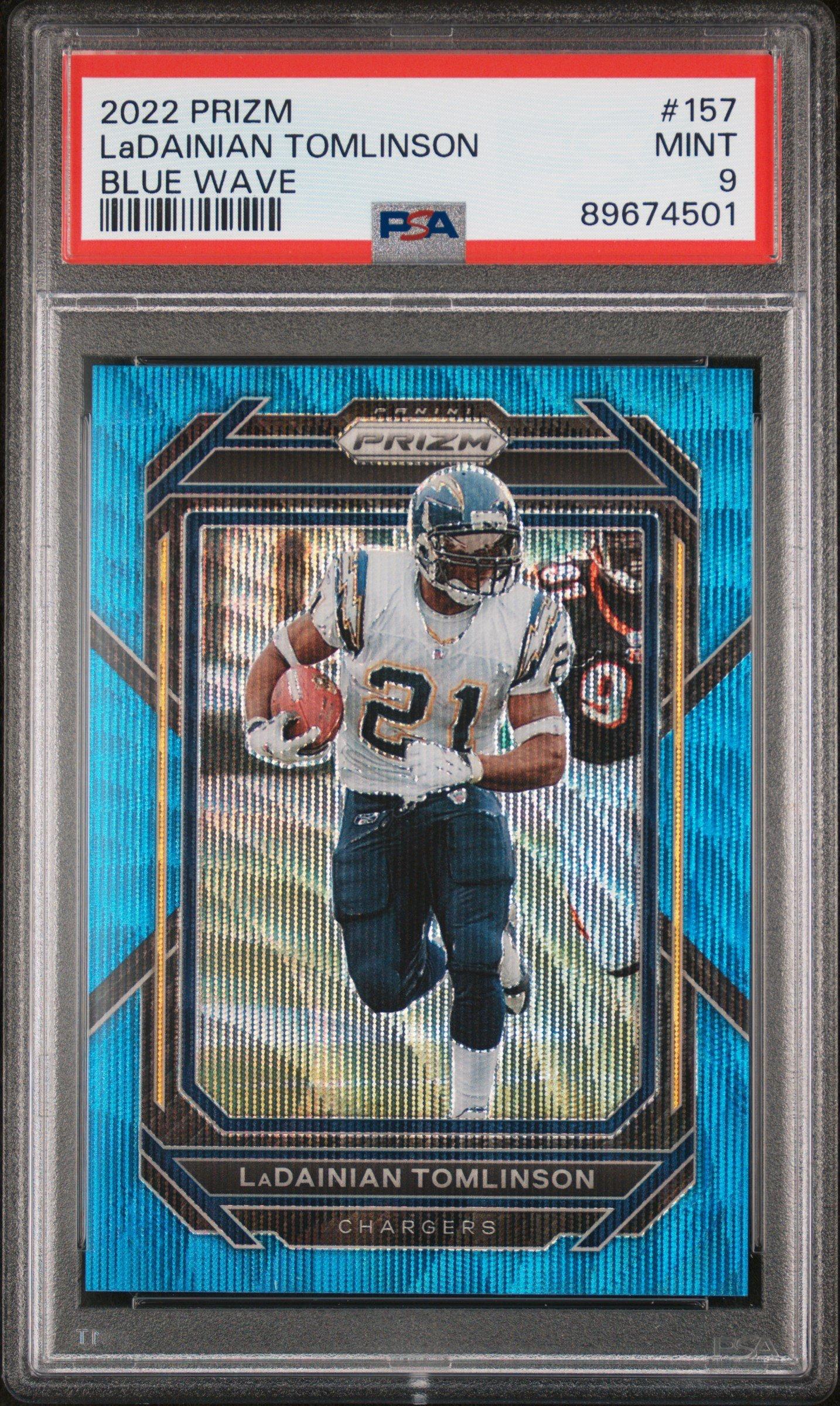 2022 Panini Prizm 157 Ladainian Tomlinson Blue Wave PSA 9