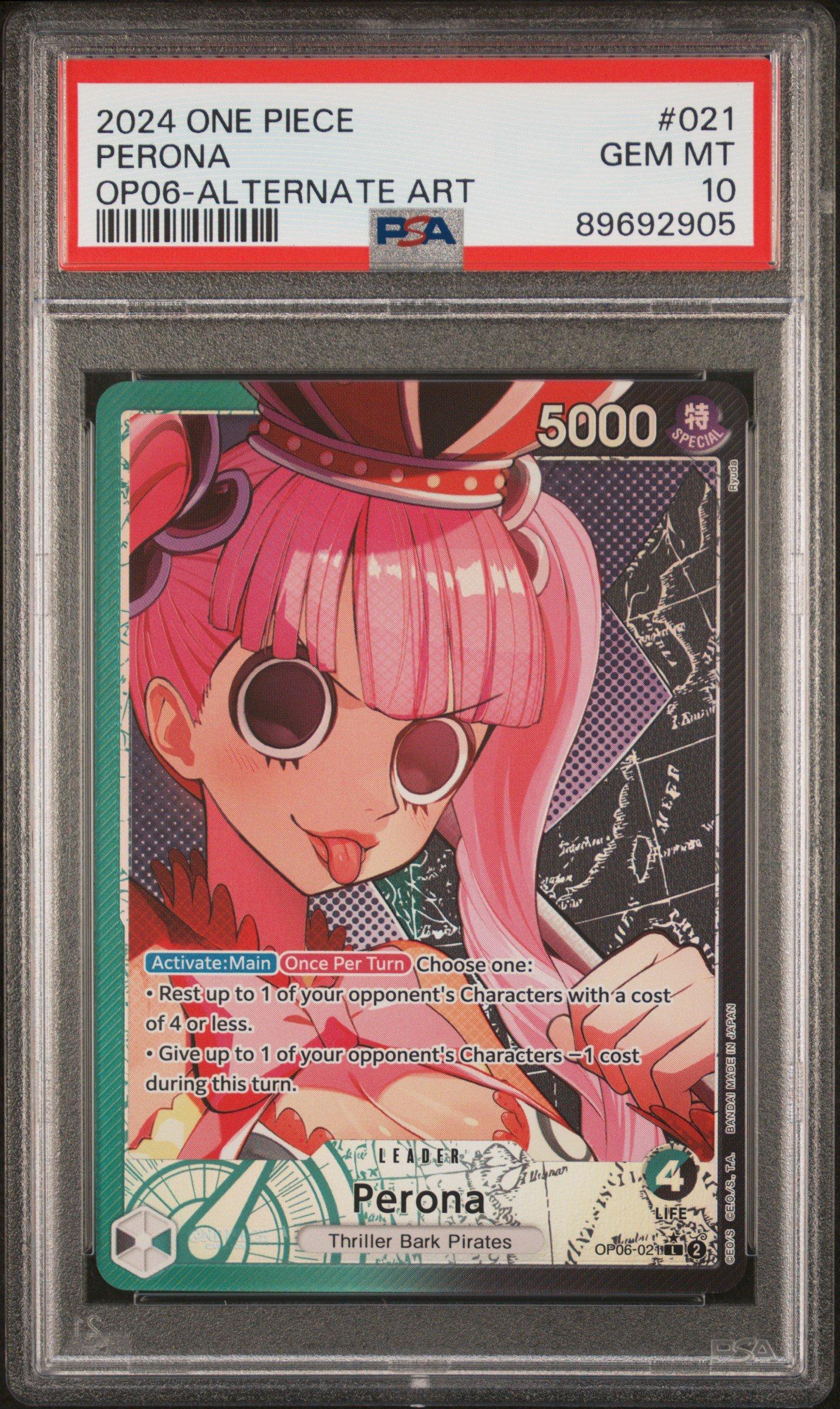 2024 One Piece Op06-wings Of The Captain 021 Perona Alternate Art PSA 10