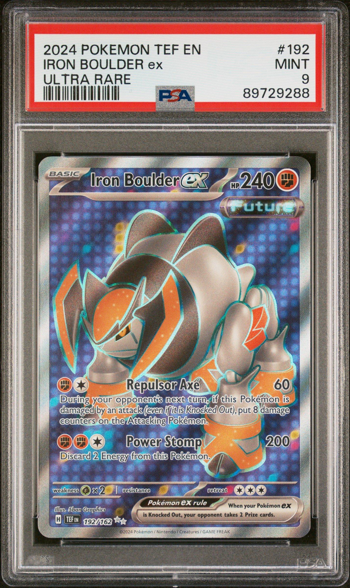2024 Pokemon Tef En-temporal Forces Iron Boulder Ex PSA 9