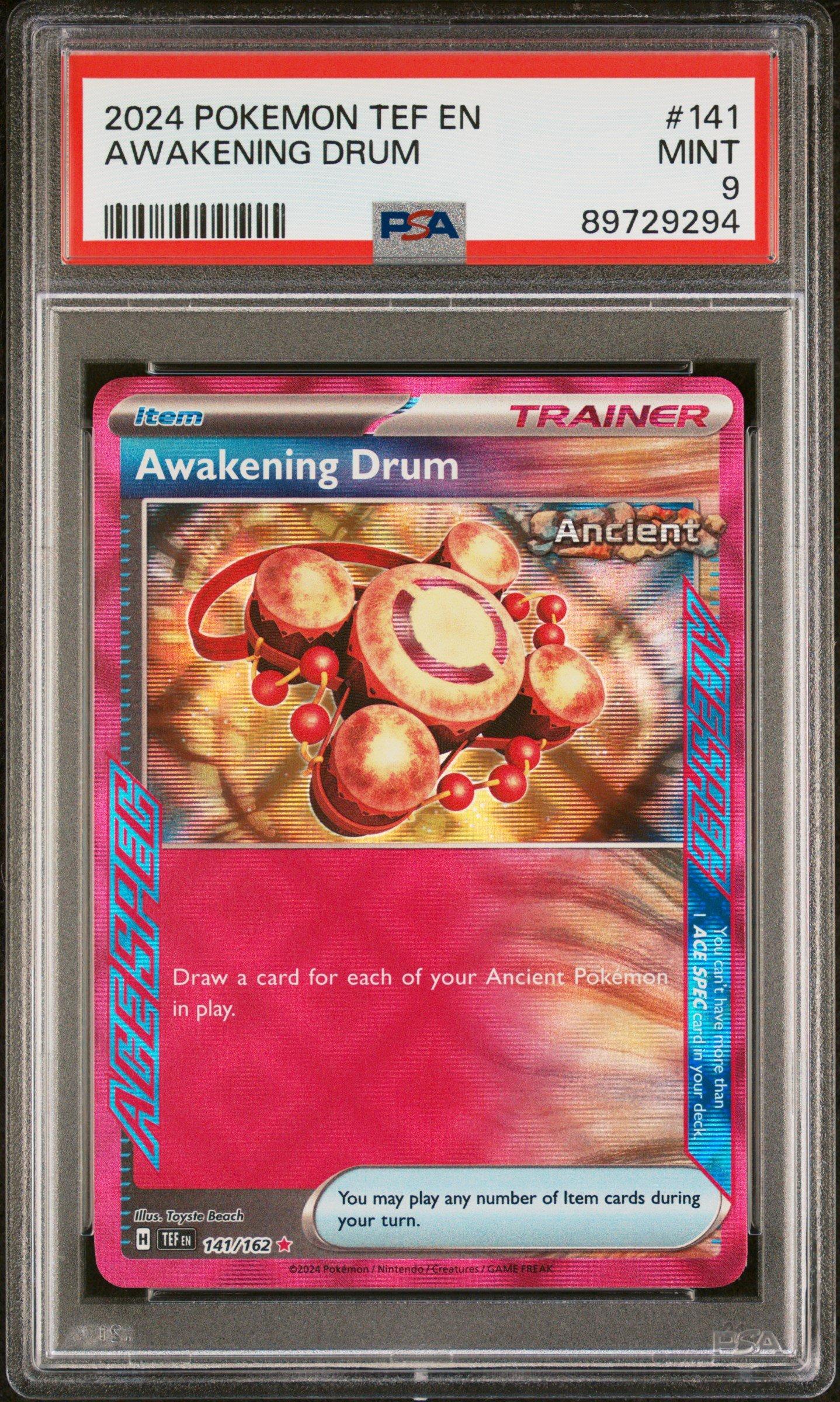 2024 Pokemon Tef En-temporal Forces 141 Awakening Drum PSA