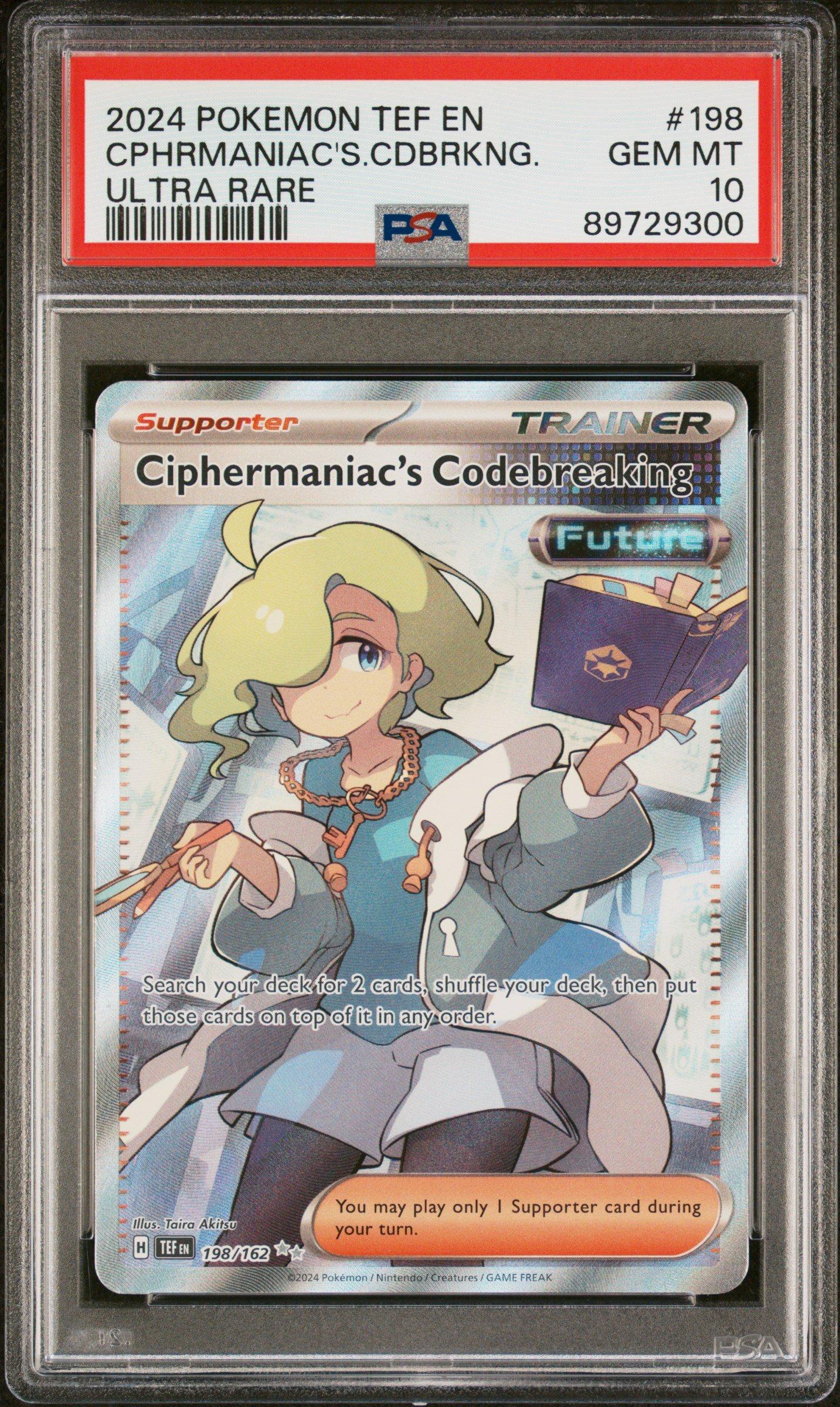 2024 Pokemon Tef En-temporal Forces 198 Ciphermaniac's Codebreaking Ultra Rare PSA 10