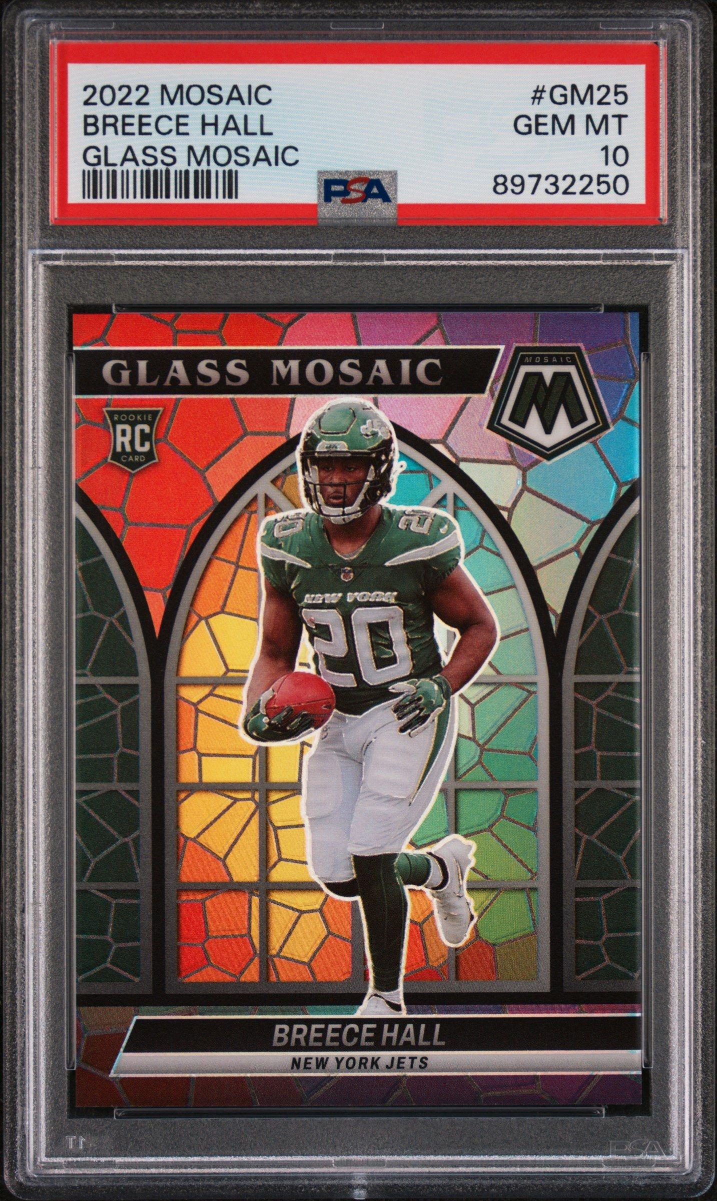 2022 Panini Mosaic Glass Mosaic Gm25 Breece Hall PSA 10