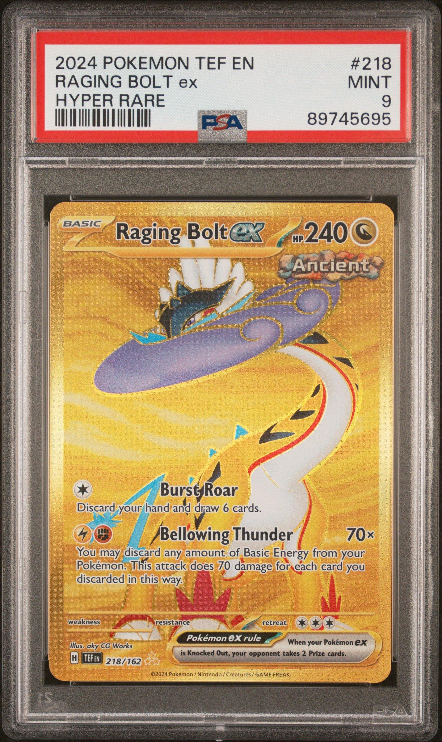 2024 Pokemon Tef En-temporal Forces 218 Raging Bolt Ex Hyper Rare PSA