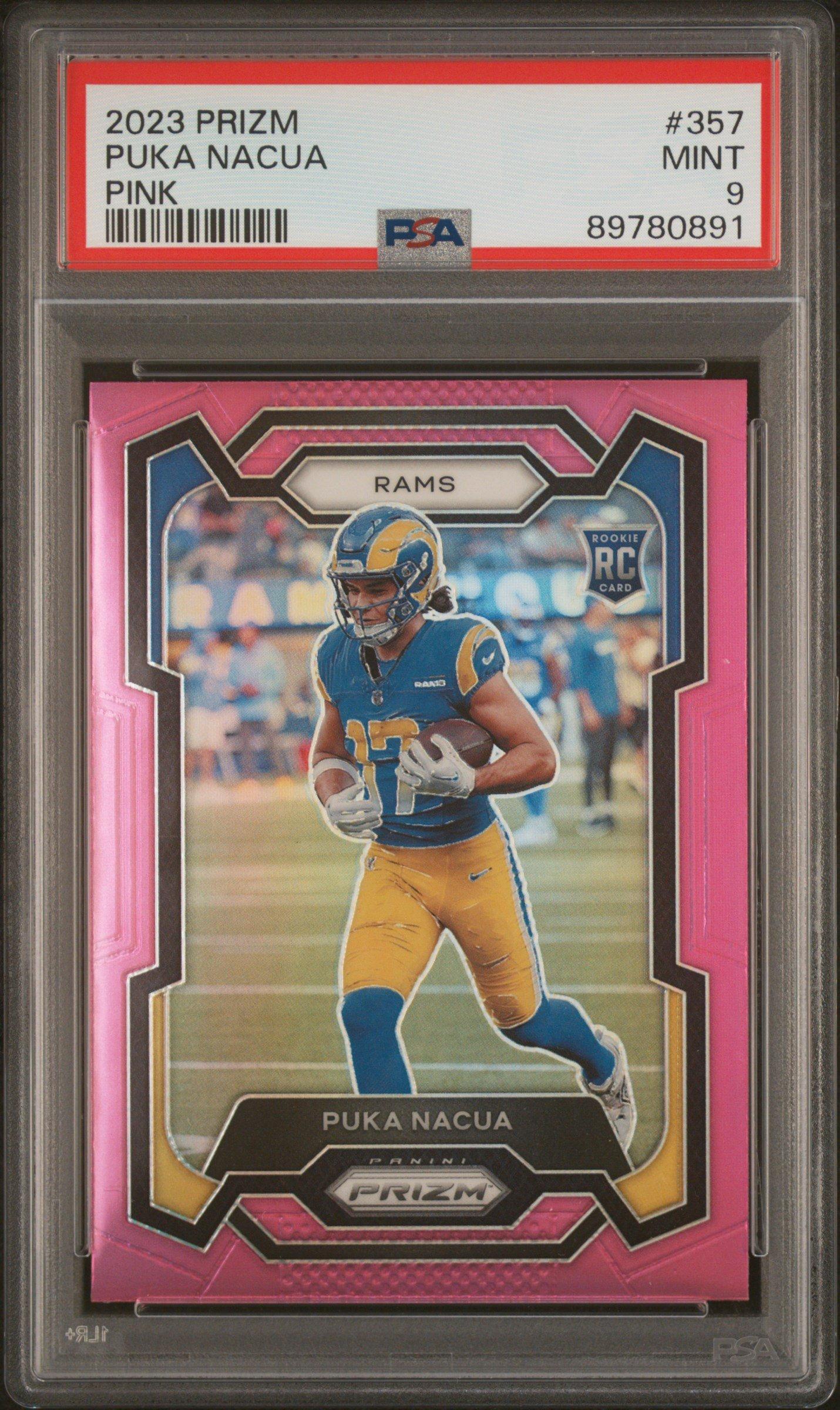 2023 Panini Prizm 357 Puka Nacua Pink Prizm PSA 9 Graded Card
