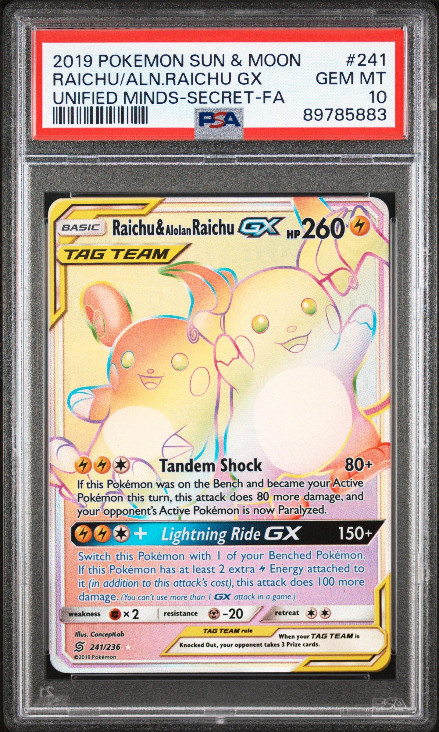 2019 Pokemon Sun & Moon Unified Minds 241 Full Art/raichu & Alolan