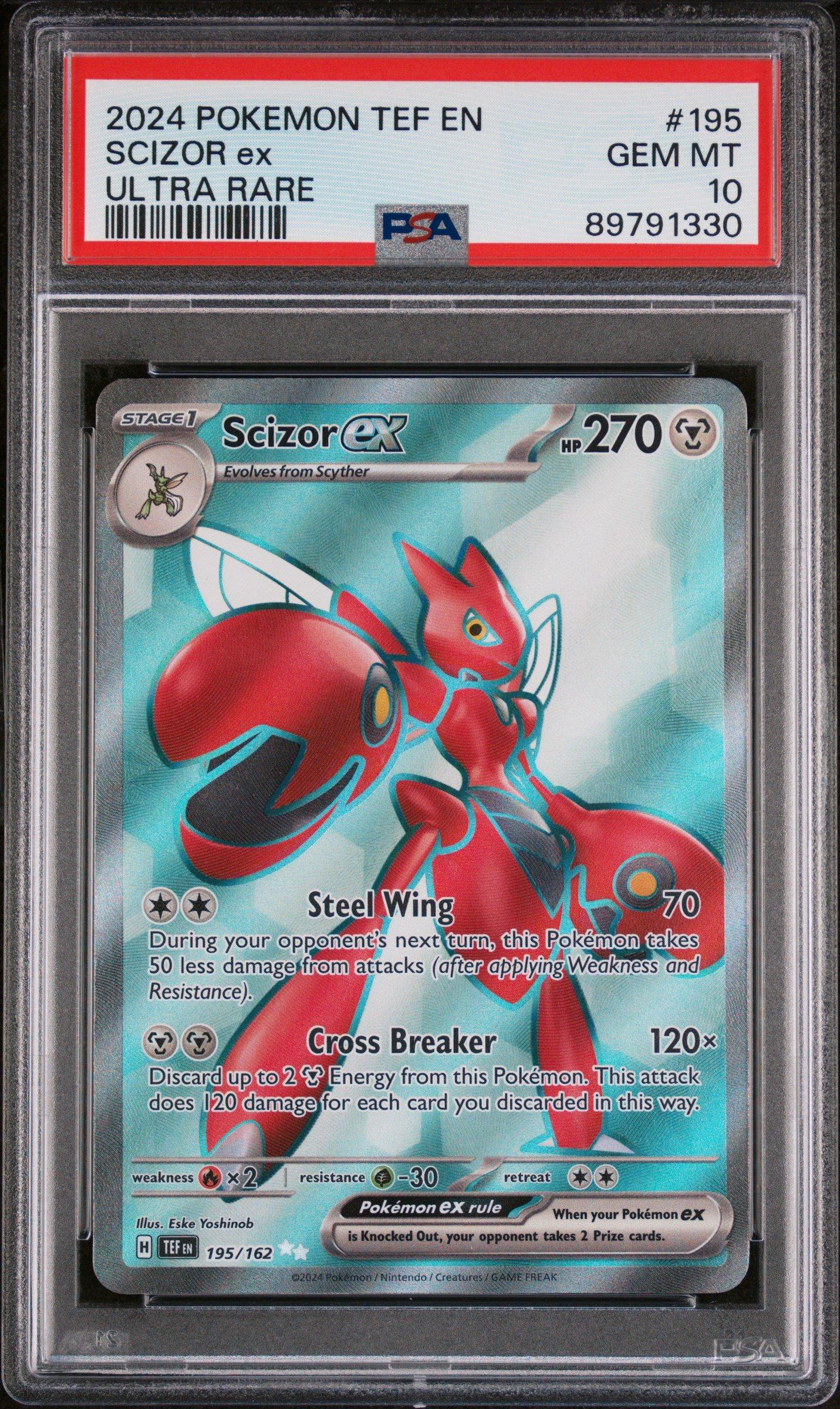 2024 Pokemon Tef En-temporal Forces 195 Scizor Ex Ultra Rare PSA