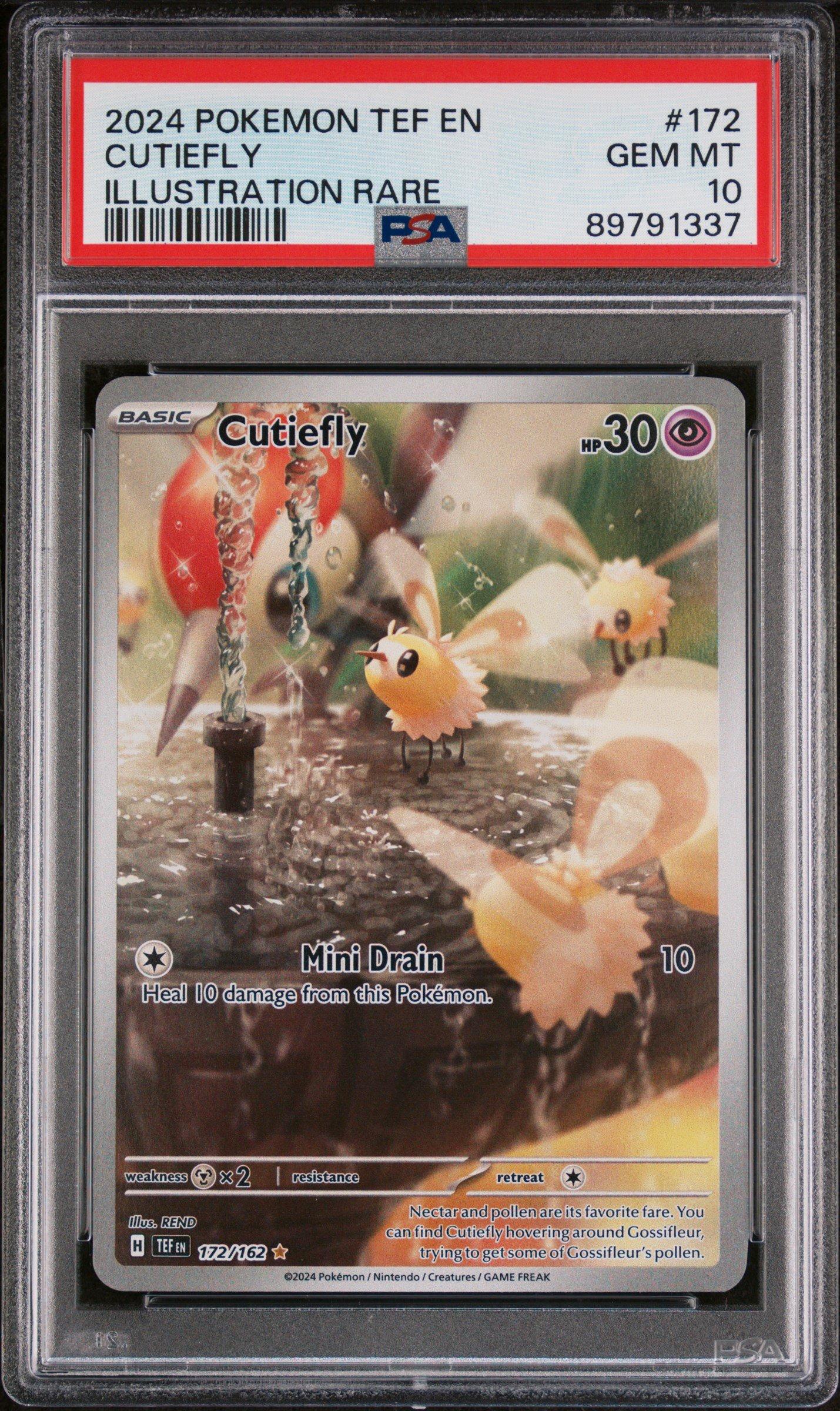 2024 Pokemon Tef En-temporal Forces 172 Cutiefly Illustration Rare PSA 10