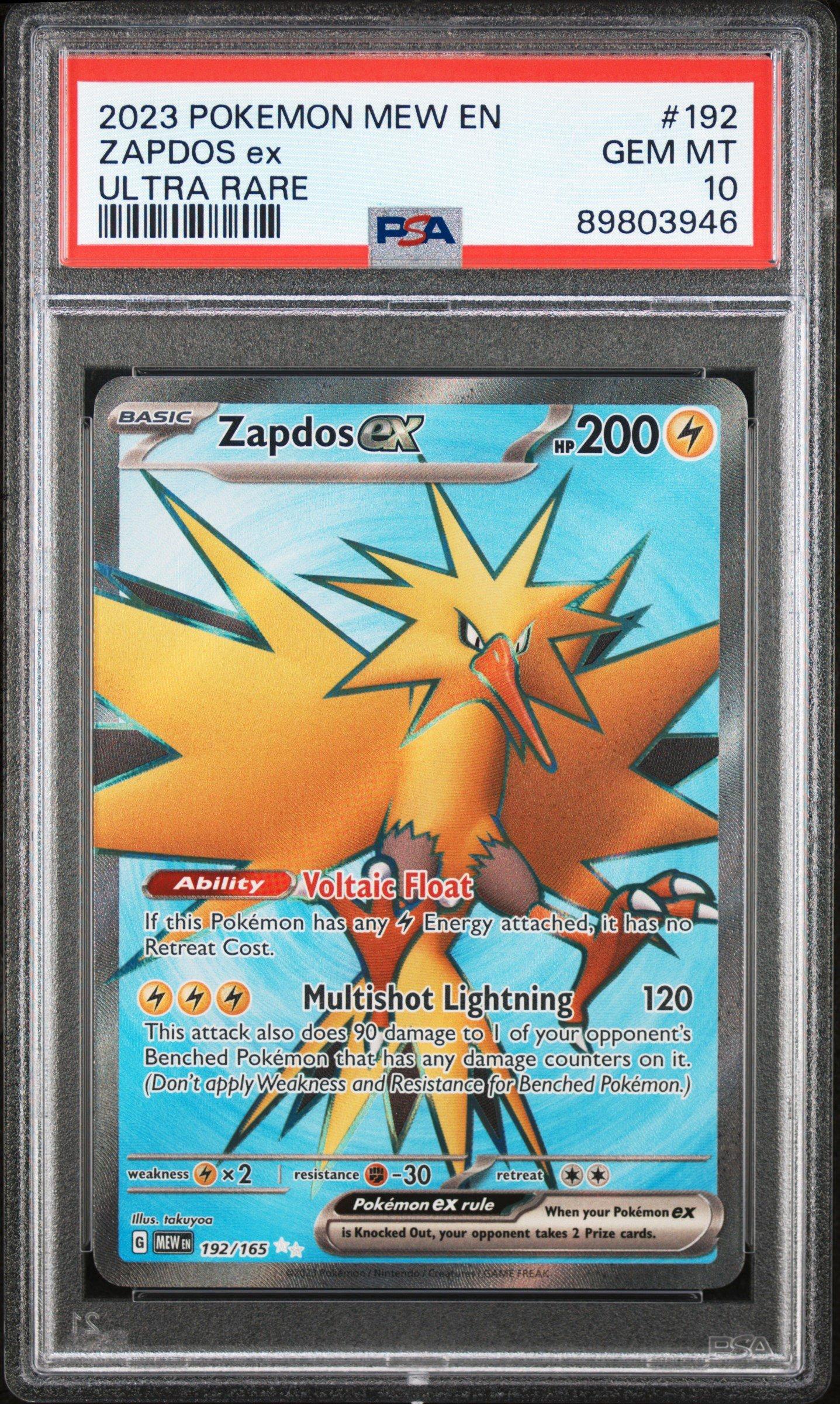 2023 Pokemon Mew En-151 192 Zapdos Ex Ultra Rare PSA 10 Graded
