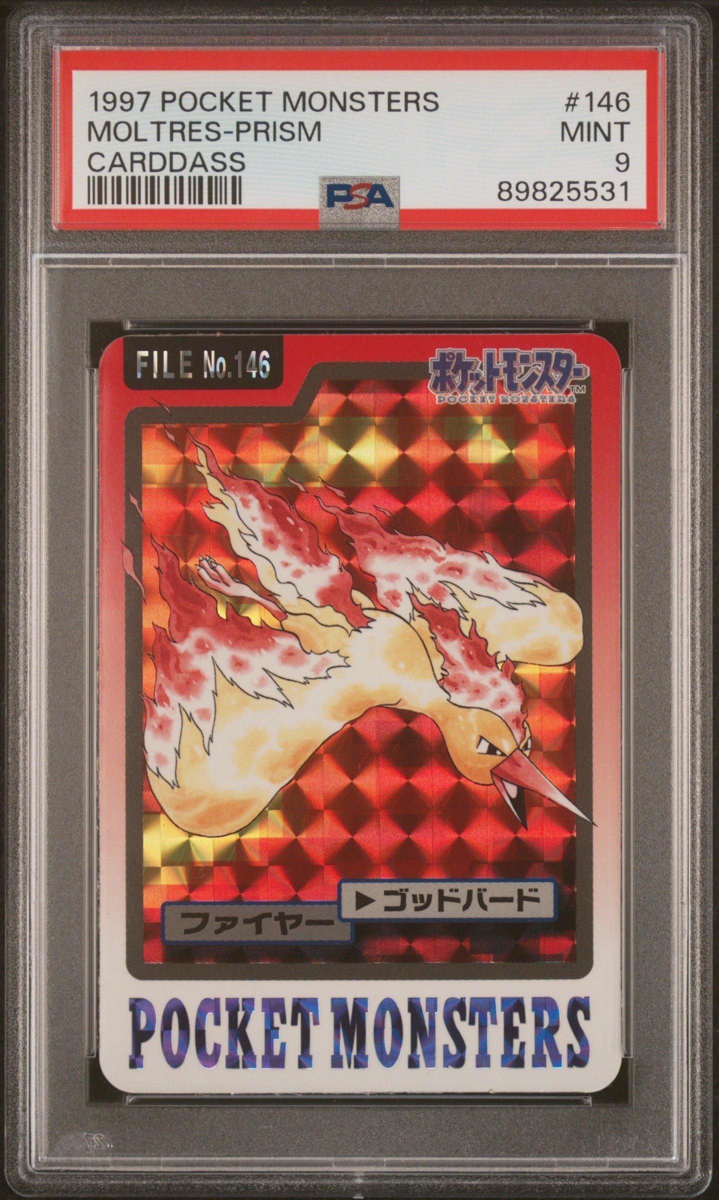 1997 Pocket Monsters Carddass 146 Moltres-prism PSA 9 Graded Card