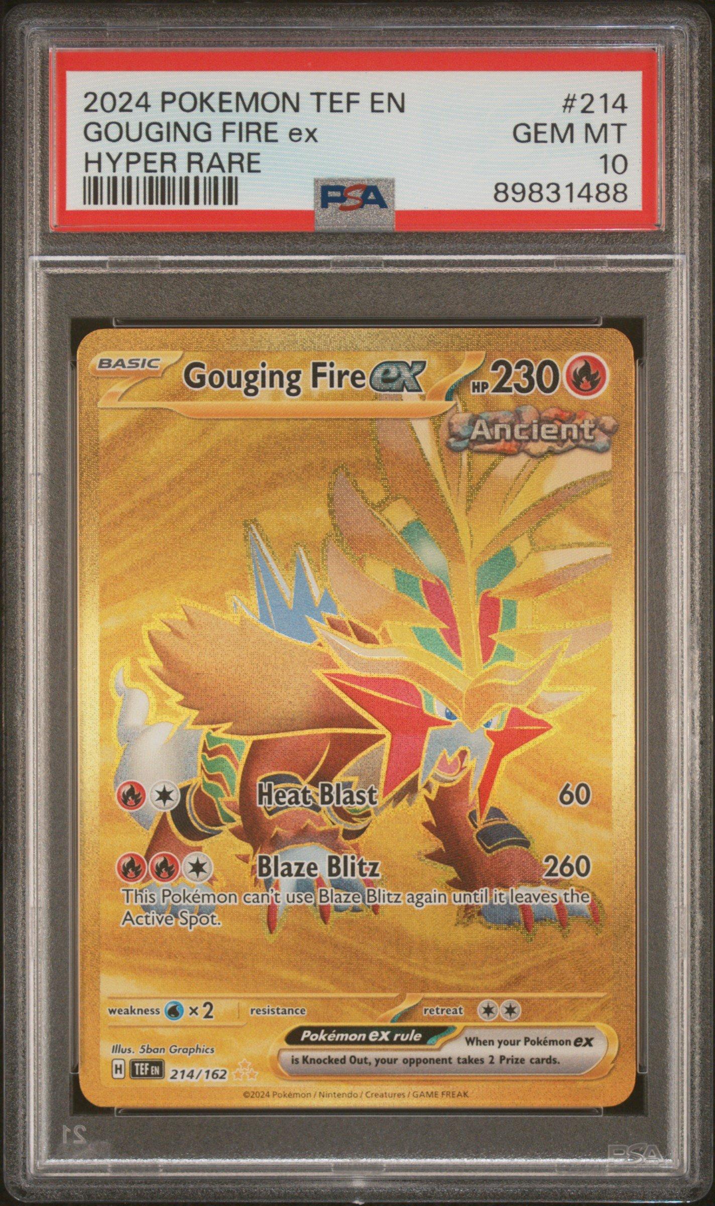 2024 Pokemon Tef En-temporal Forces 214 Gouging Fire Ex Hyper Rare PSA
