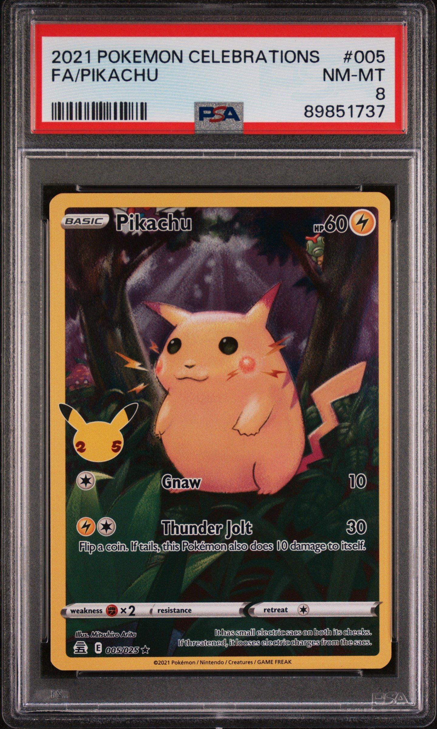 2021 Pokemon Celebrations 005 Full Art/pikachu PSA 8 Graded Card