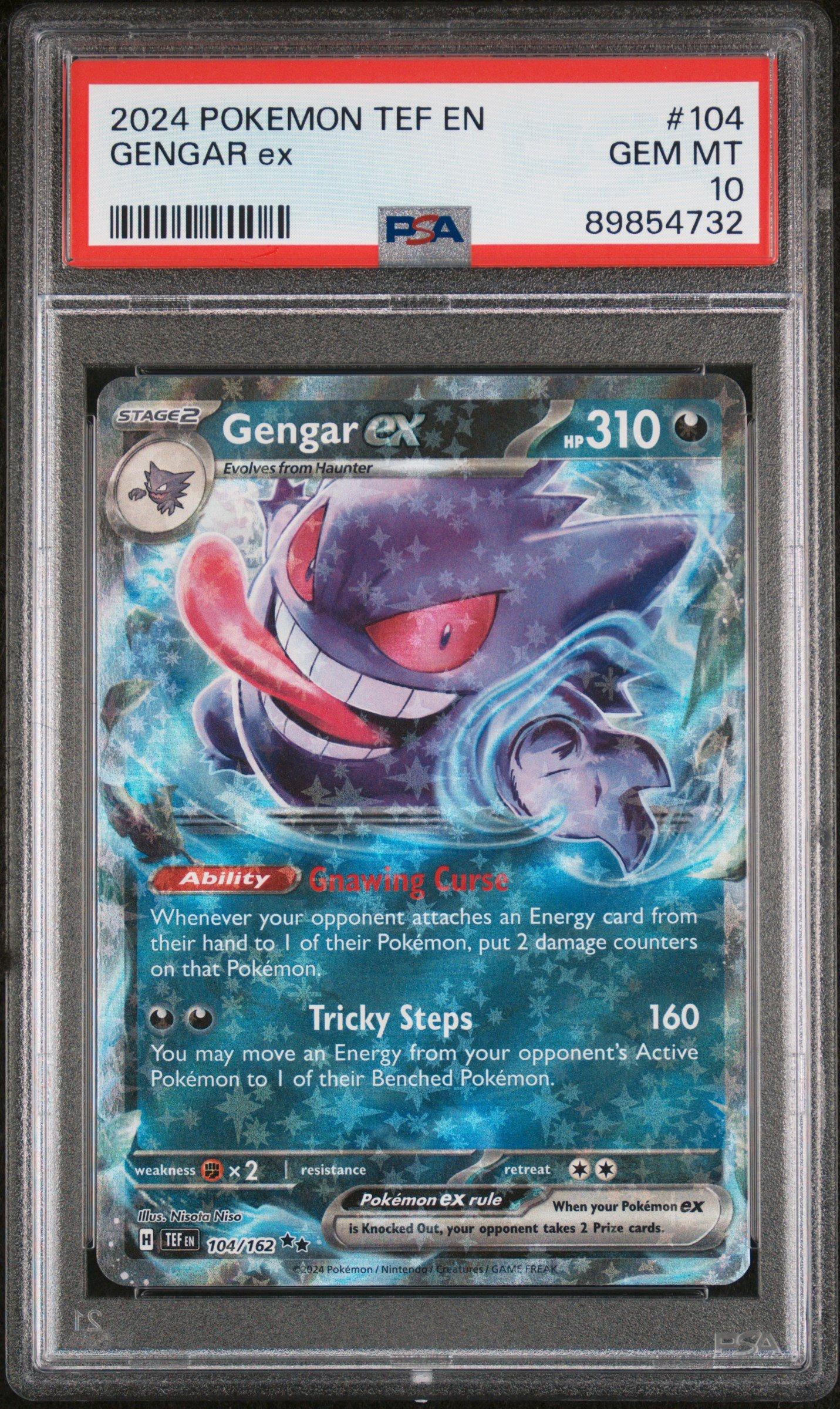 2024 Pokemon Tef En-temporal Forces 104 Gengar Ex PSA 10 Graded